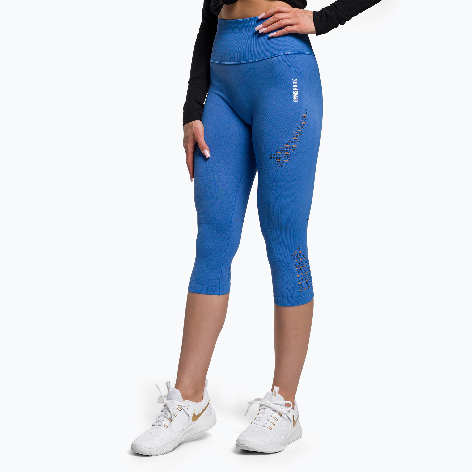 Dámske tréningové legíny Gymshark Energy Seamless Crop blue (Energy Seamless Crop GLLG5042-MSB)