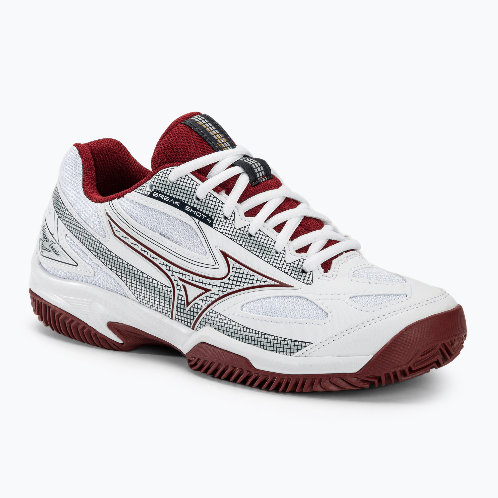 Dámska tenisová obuv Mizuno Break Shot 4 CC white/cabernet/paprus