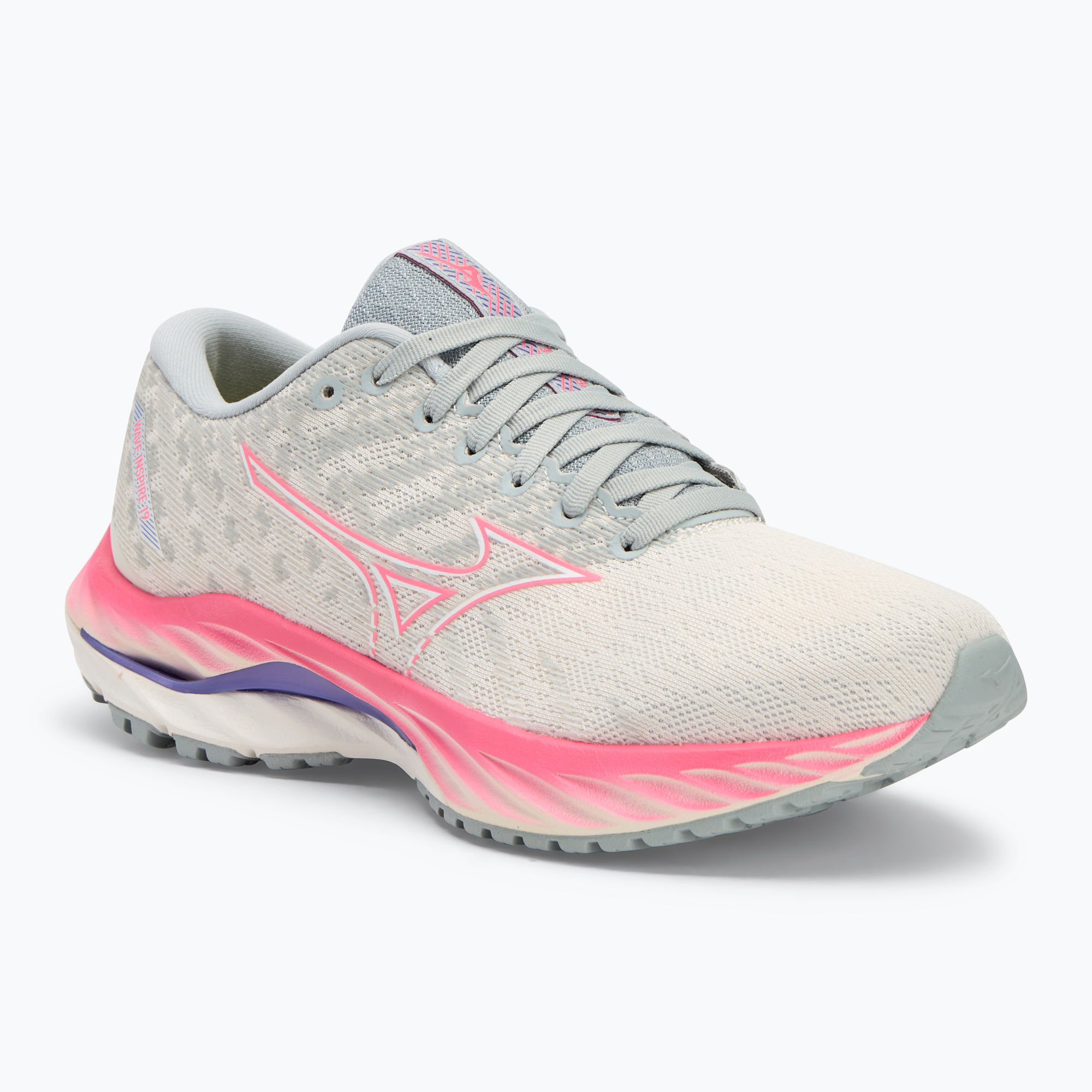 Dámske bežecké topánky Mizuno Wave Inspire 19 snow white/ hi vis pink/ purple punch (Wave Inspire 19 J1GD234471)