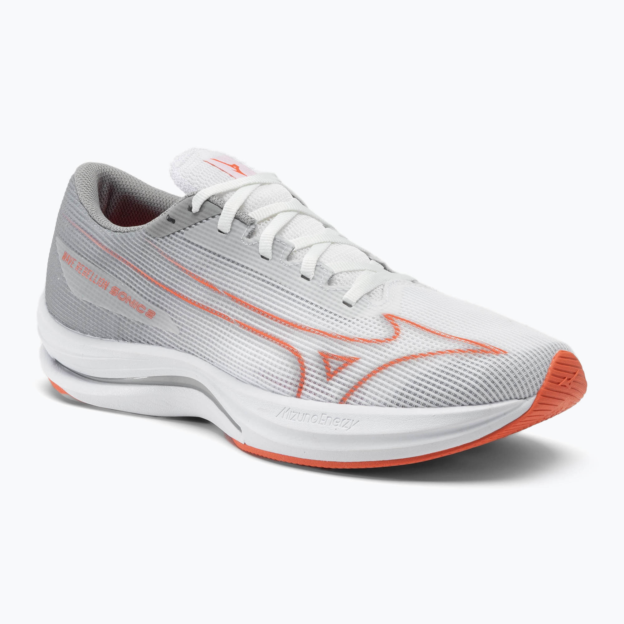 Pánska bežecká obuv Mizuno Wave Rebellion Sonic 2 white/hot coral/harbor mist (Wave Rebellion Sonic 2 J1GC243001)