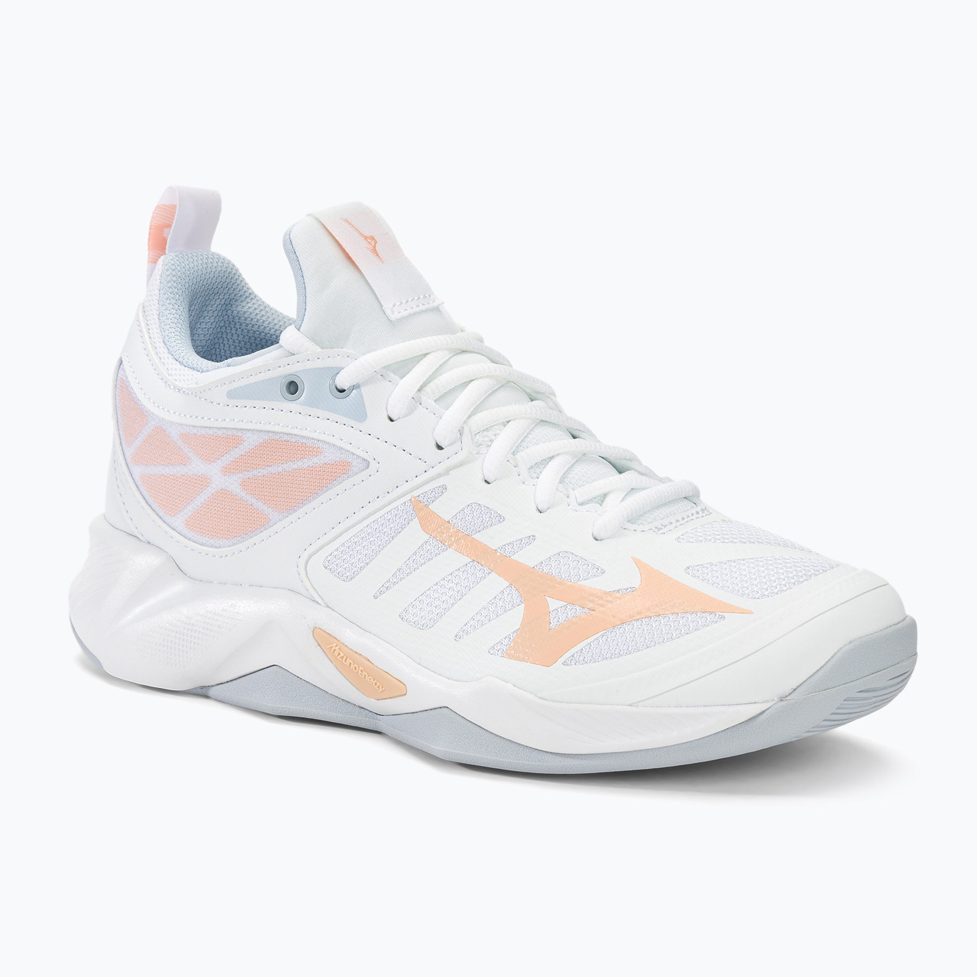 Dámska volejbalová obuv Mizuno Wave Dimension white/peach parfait/halogen blue (Wave Dimension V1GC224000)