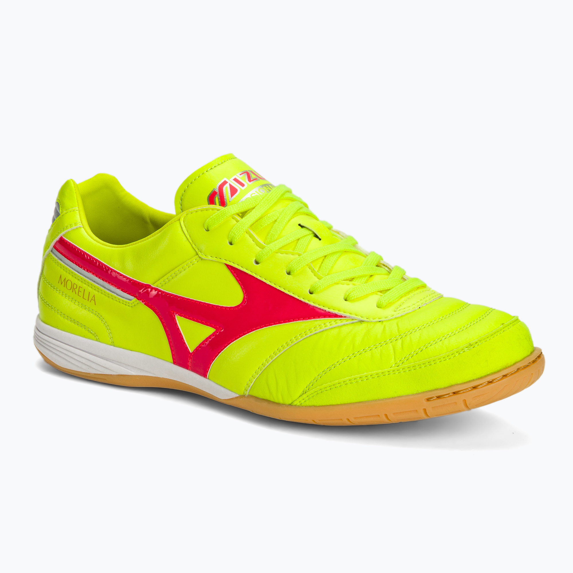 Pánske kopačky Mizuno Morelia Sala Elite IN safety yellow/fiery coral 2/galaxy silver (Morelia Sala Elite IN Q1GA240145)