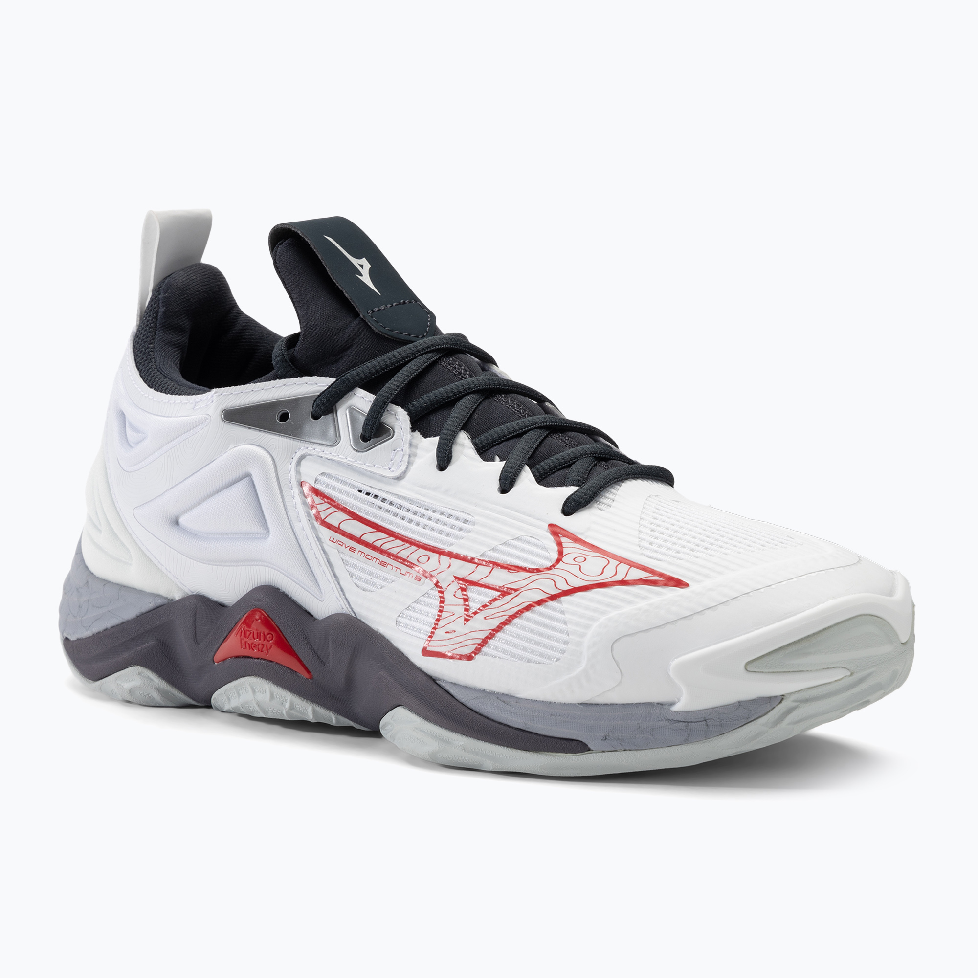 Pánska volejbalová obuv Mizuno Wave Momentum 3 white/salsa/black (Wave Momentum 3 V1GA231296)