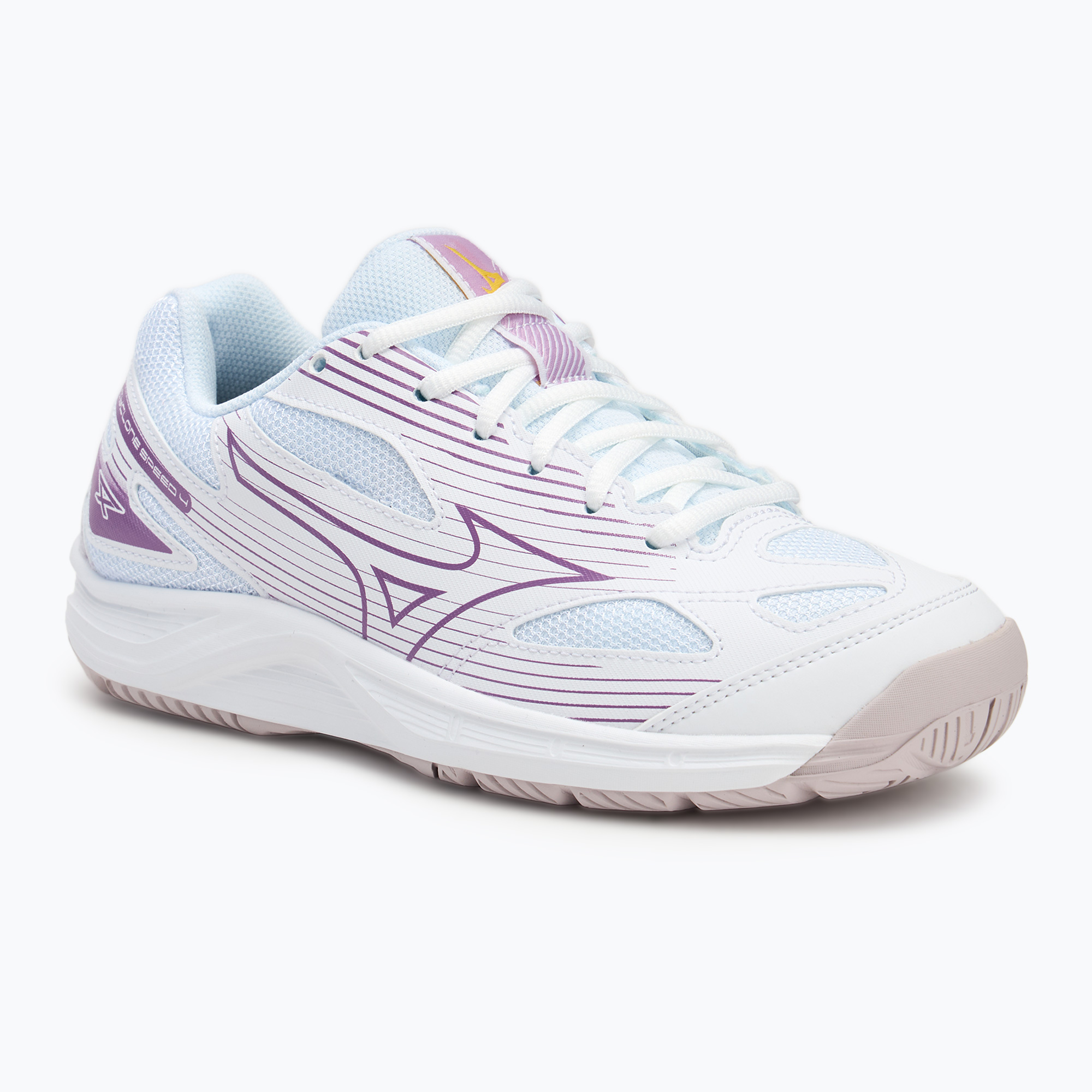Volejbalová obuv Mizuno Cyclone Speed 4 white/patrician purple/quince (Cyclone Speed 4 V1GC238010)