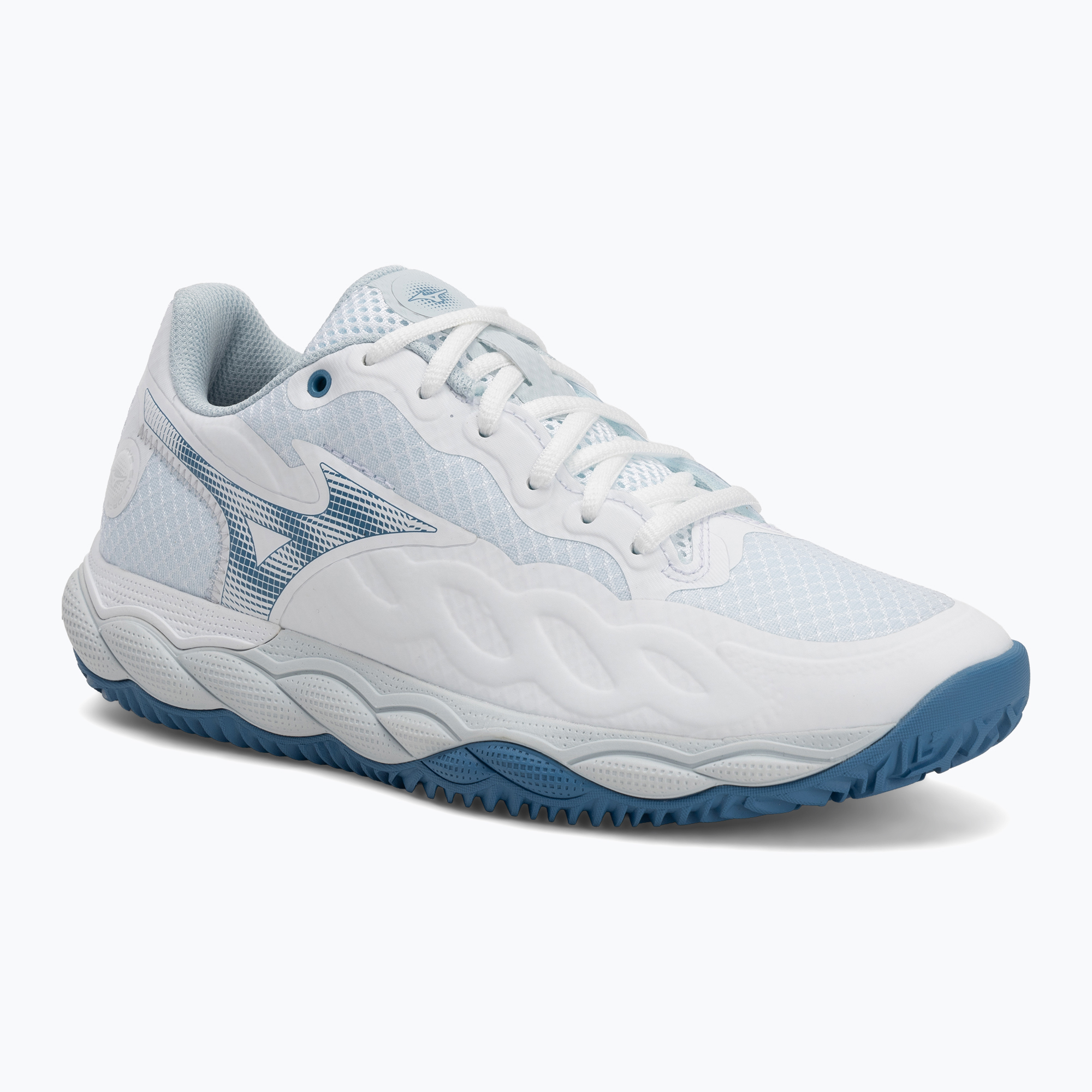 Dámské tenisové boty Mizuno Wave Enforce Court CC white/ parisian blue/ plein air (Wave Enforce Court CC 61GC243603)