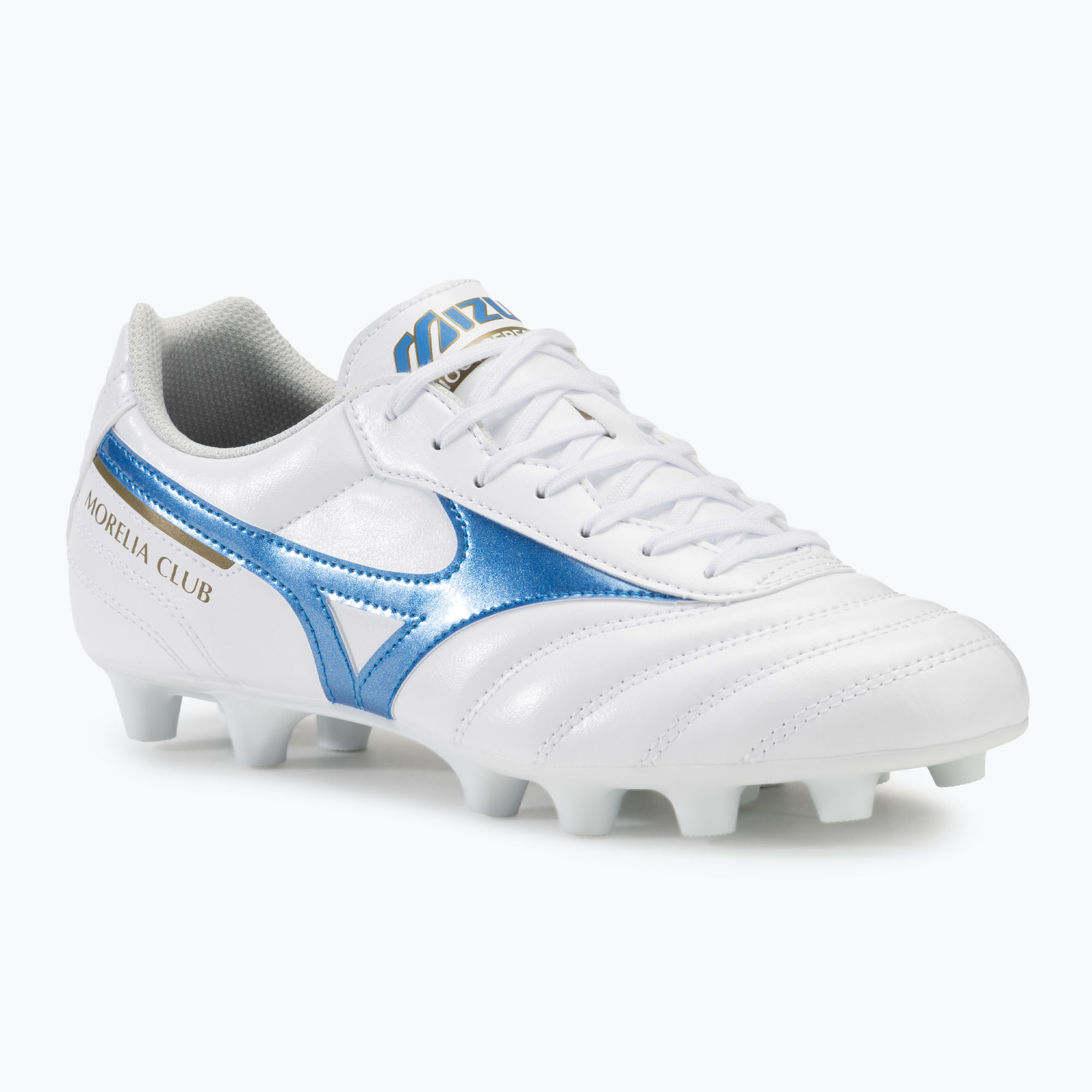 Mizuno Morelia II Club FG white/laser blue/gold pánske kopačky (Morelia II Club FG P1GA241625)