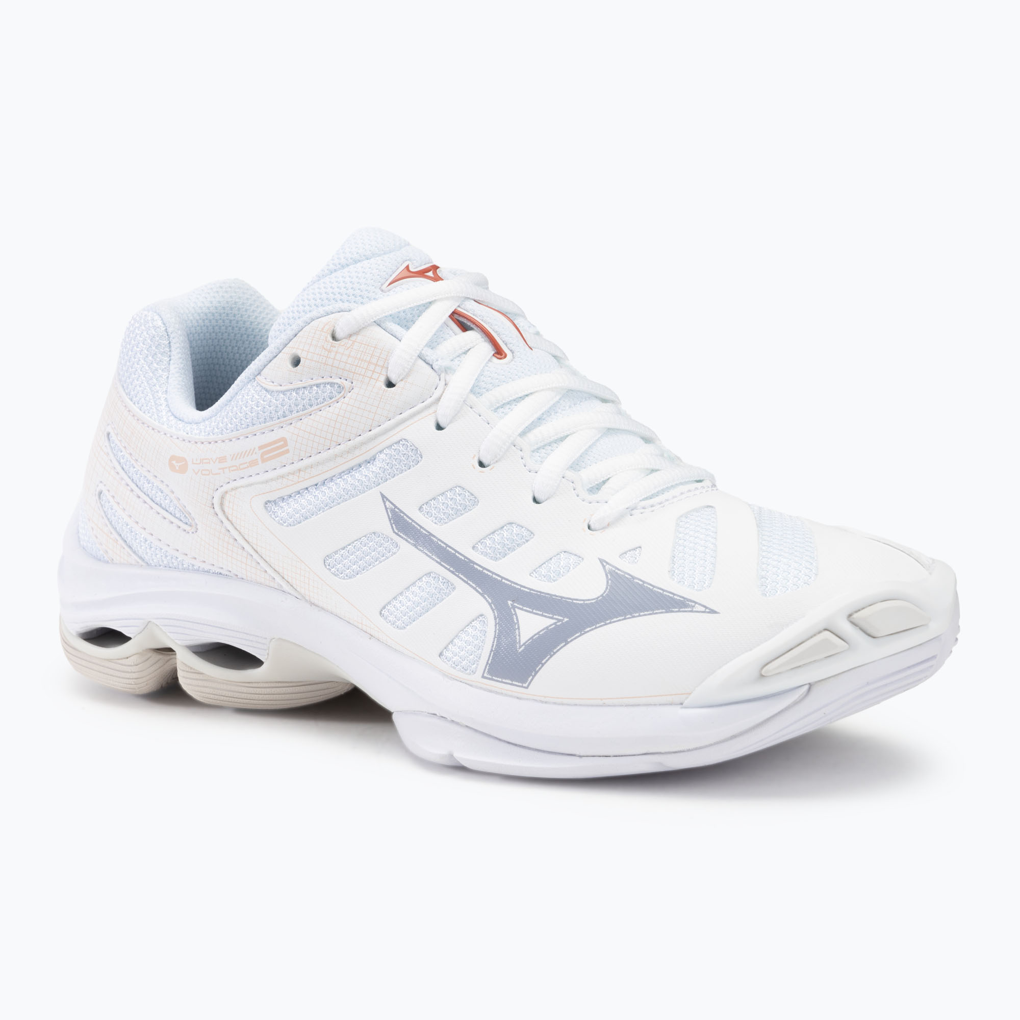 Dámska volejbalová obuv Mizuno Wave Voltage 2 white/aleutian/cloud pink (Voltage 2 V1GC246025)