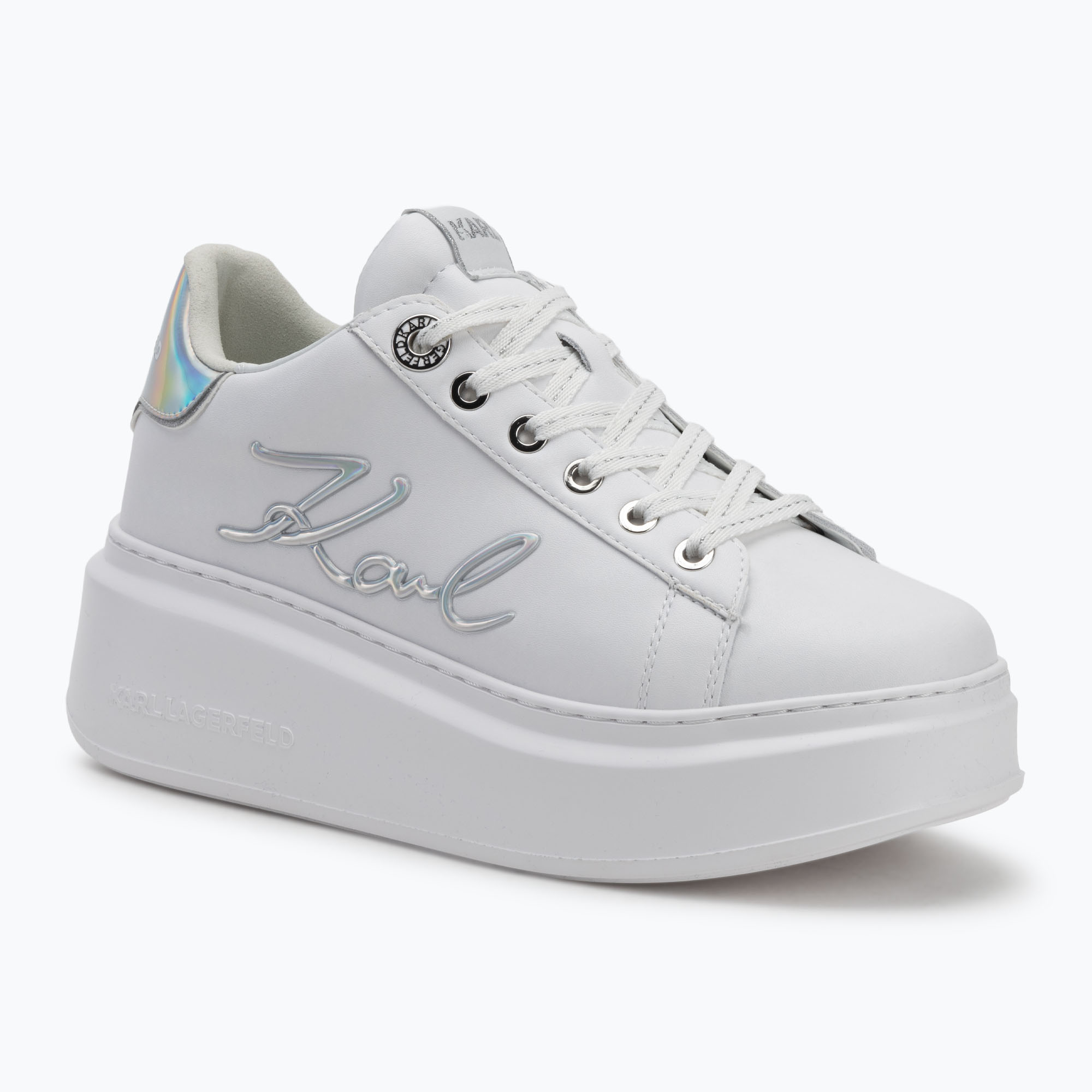 KARL LAGERFELD dámske topánky Anakapri Signia white leather w/silver (Anakapri Signia KL63510A 01S)