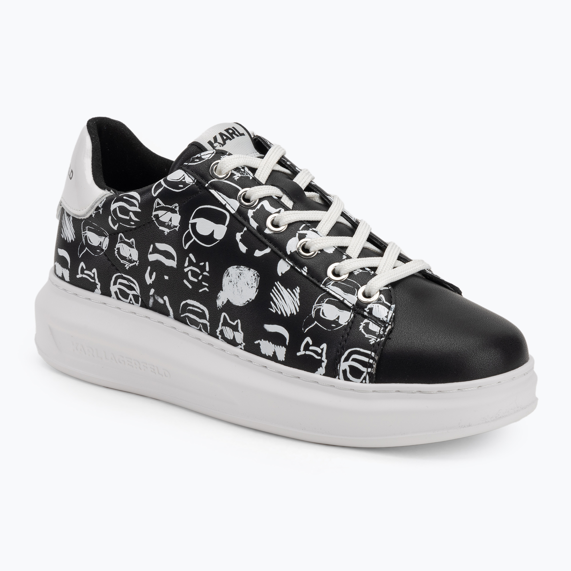 Dámske topánky KARL LAGERFELD Kapri Twin Nft Graffiti black/white leather (Kapri Twin Nft Graffiti KL62512T 001)