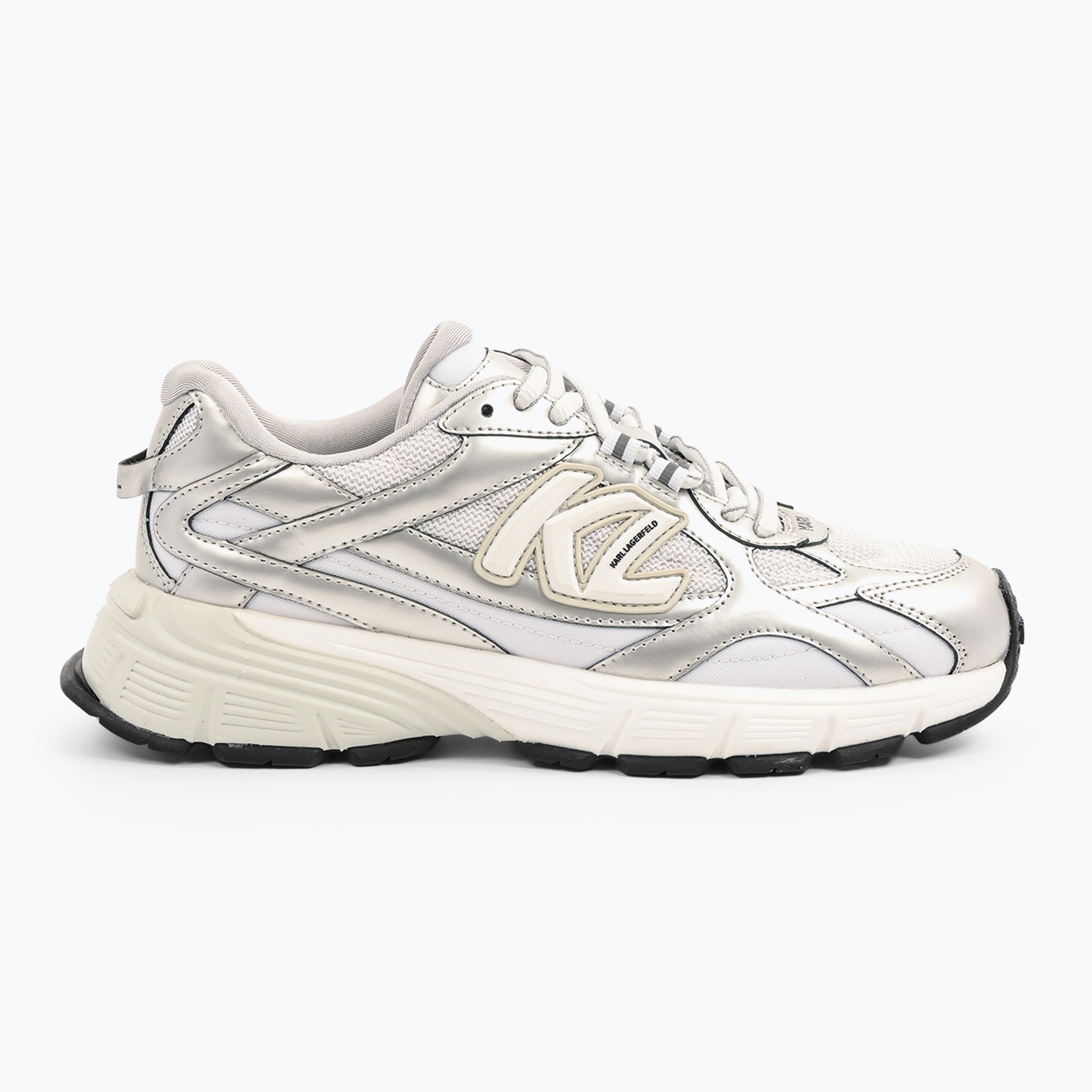 KARL LAGERFELD dámske topánky Orion Sidetrim white leather/textile w/silver (Orion Sidetrim KL65525 41S)