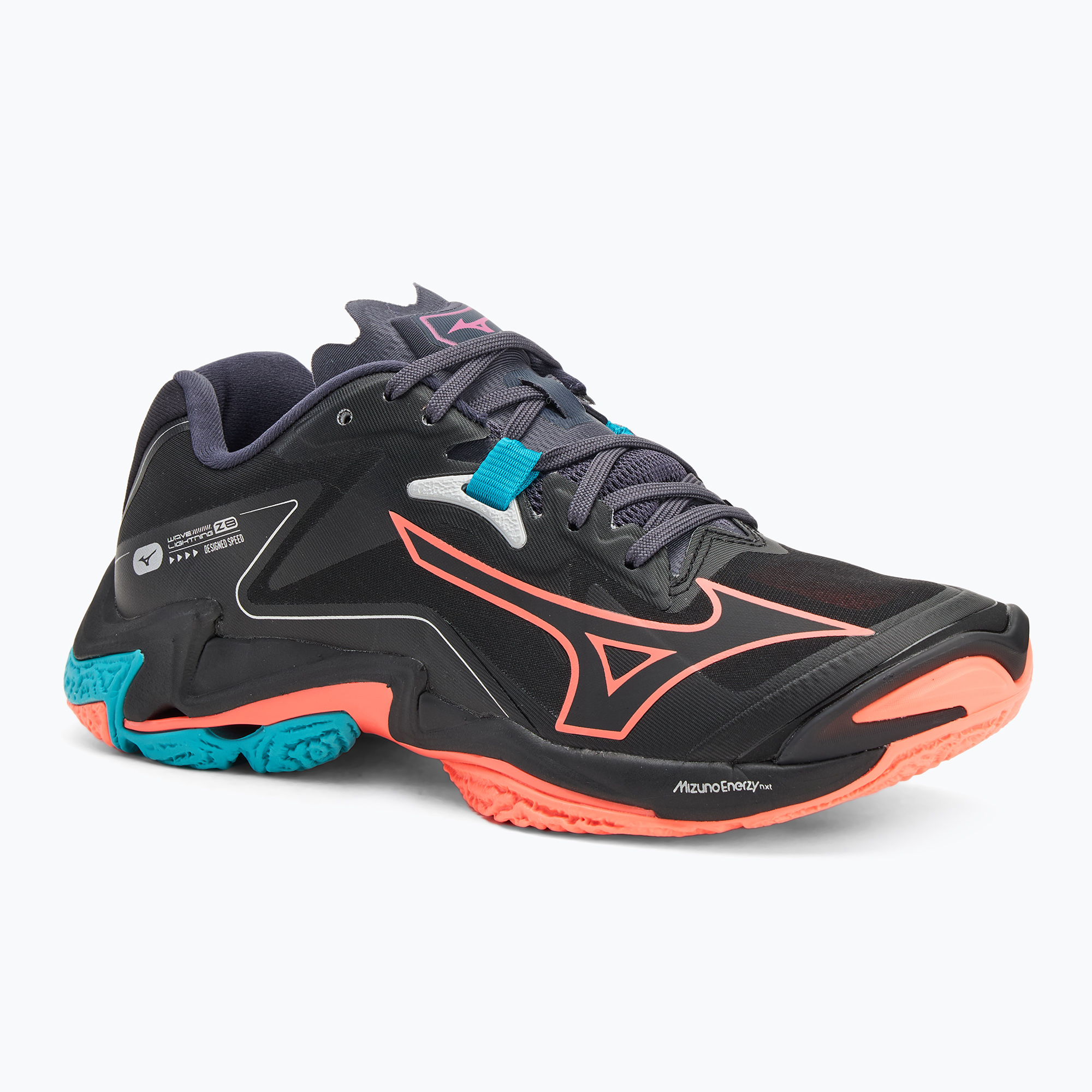 Volejbalová obuv Mizuno Wave Lightning Z8 black/neon flame/peacock blue (Wave Lightning Z8 V1GA240006)