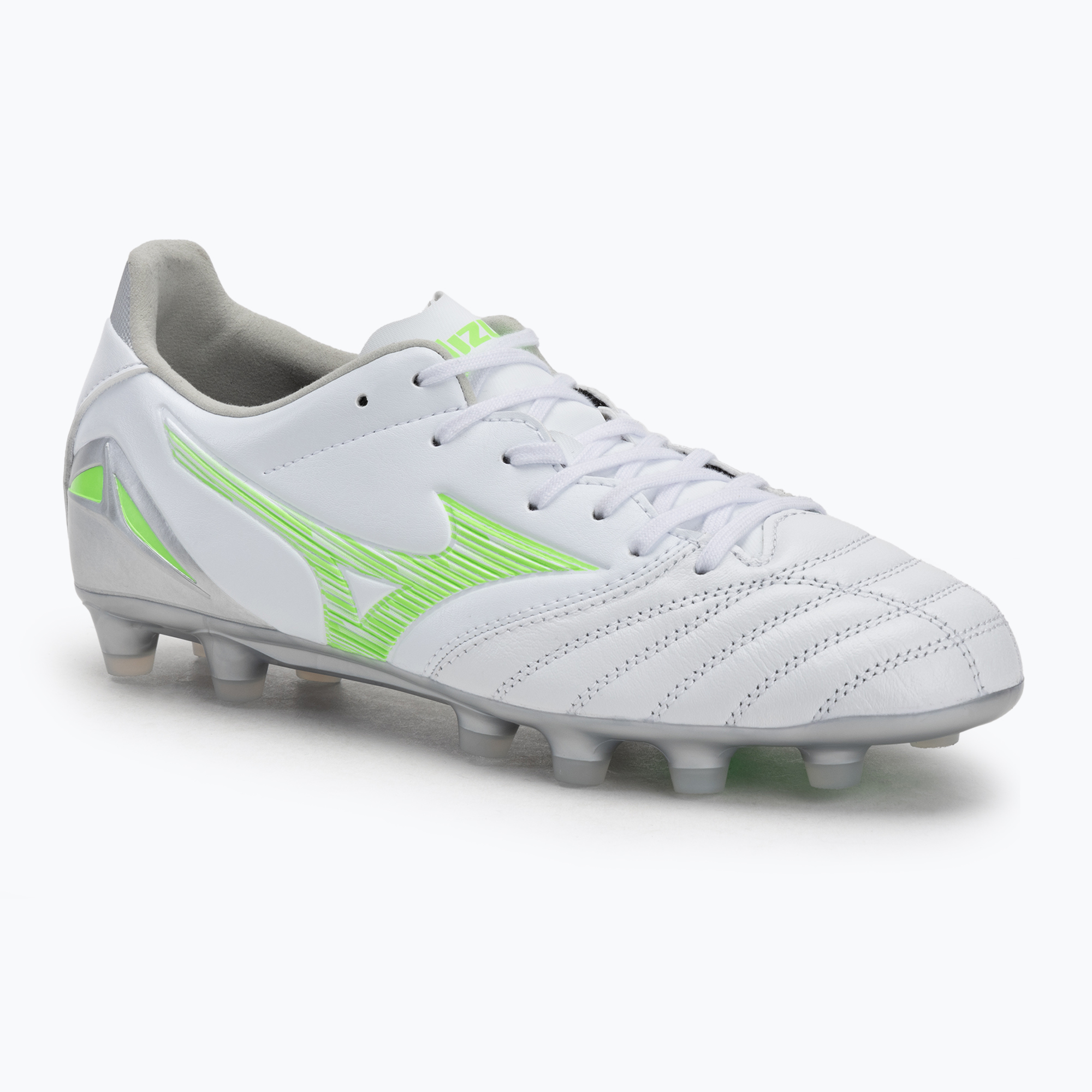 Pánske kopačky Mizuno Morelia Neo IV Pro Md white/neon green/cool gray 3c (Morelia Neo IV Pro Md P1GA253437)