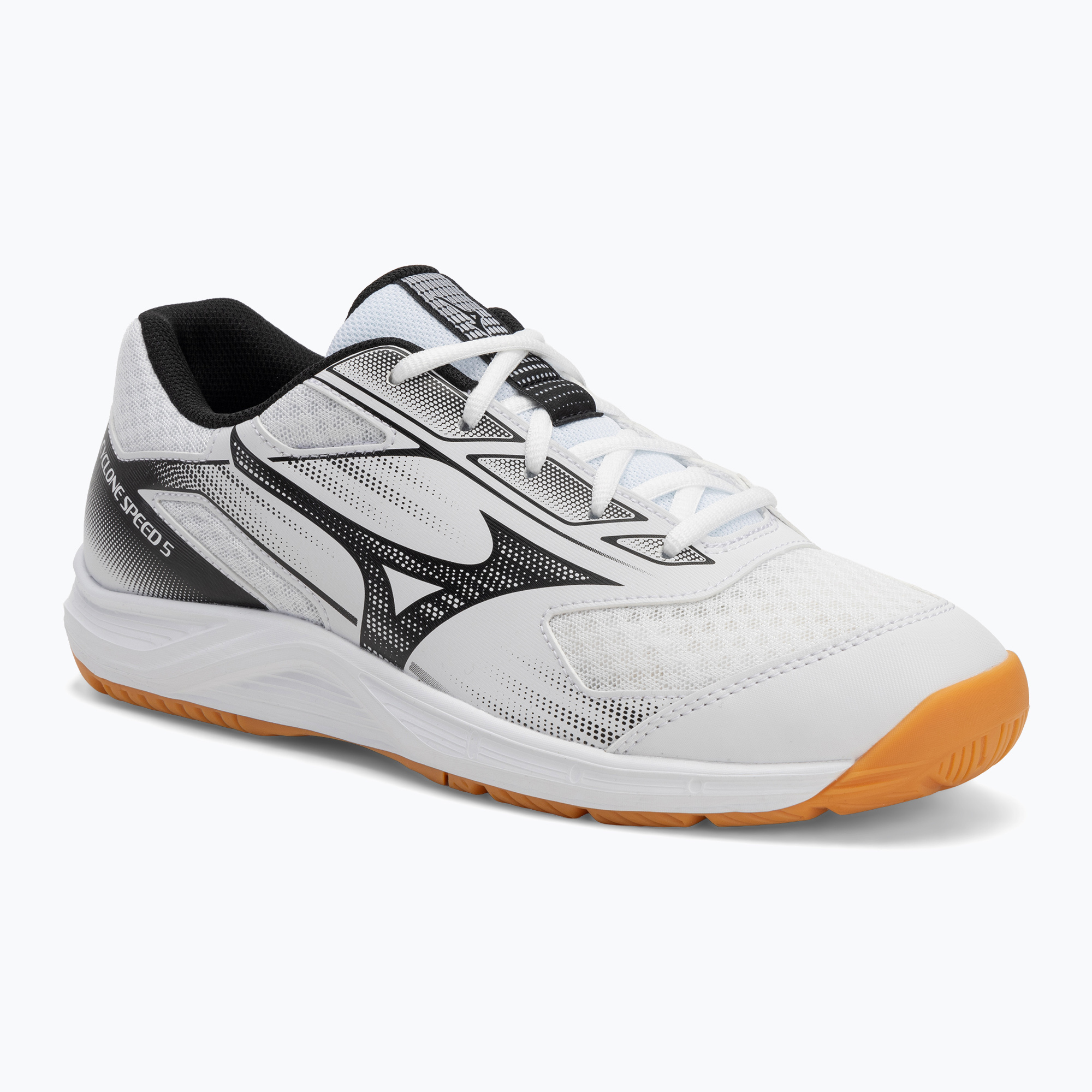 Volejbalové topánky Mizuno Cyclone Speed 5 white/black/chamois (Cyclone Speed 5 V1GA258055)