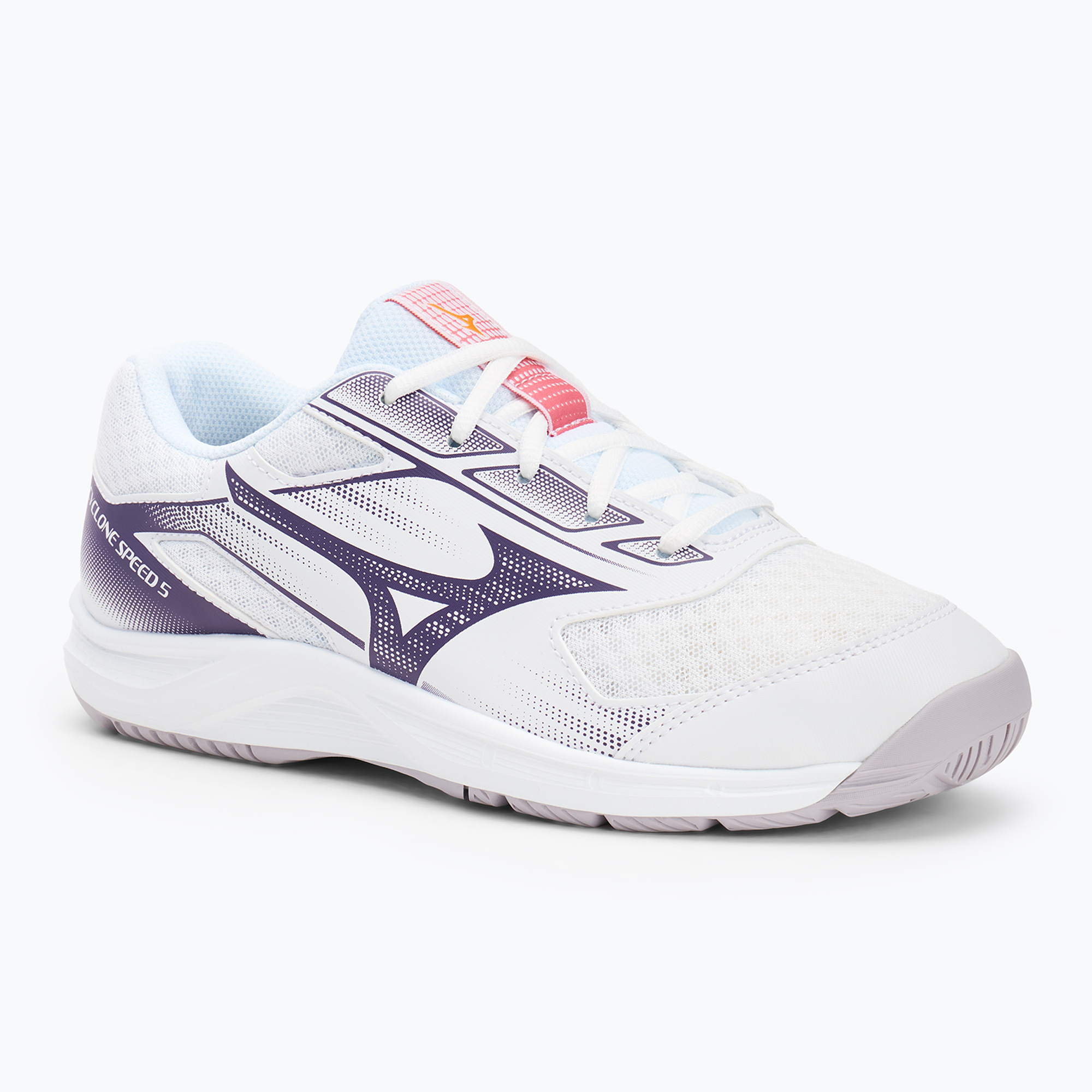 Volejbalová obuv Mizuno Cyclone Speed 5 white/violet indigo/camellia rose (Cyclone Speed 5 V1GC258035)