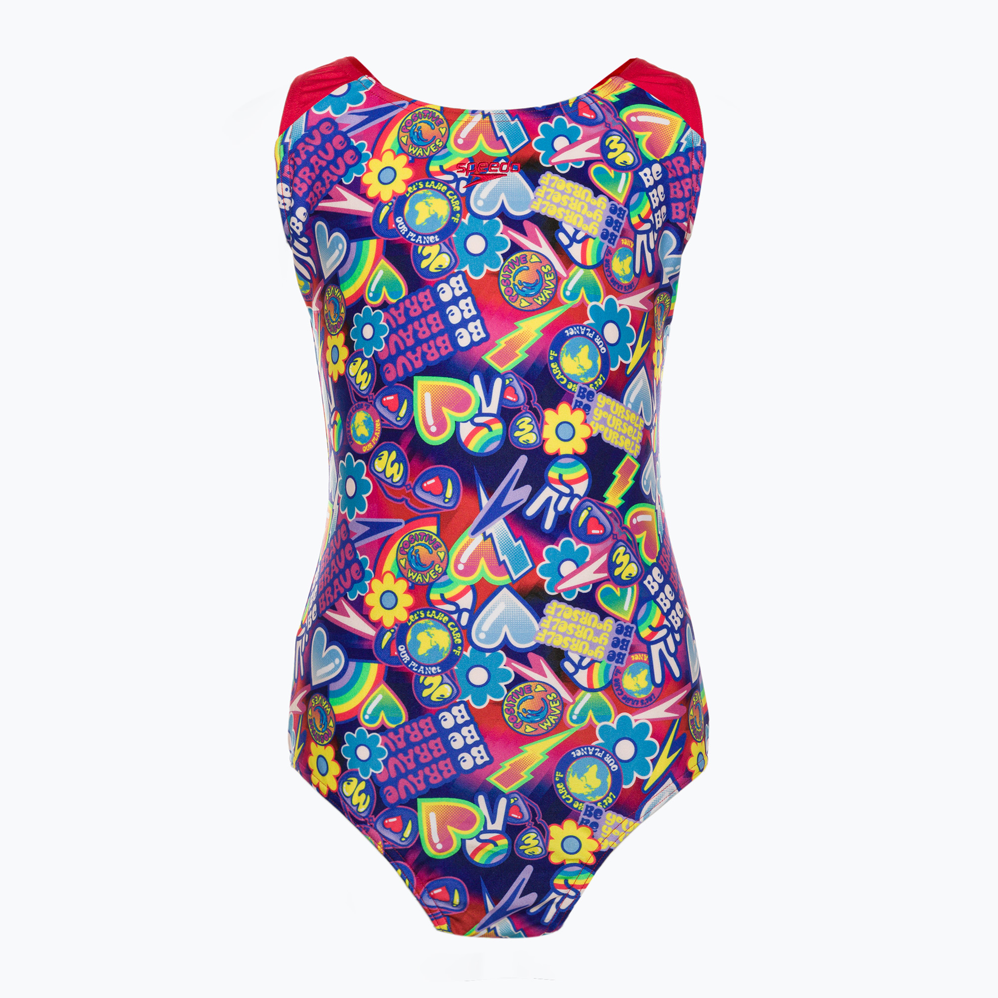 Speedo Digital Allover Splashback modré/červené detské jednodielne plavky 8-00262314742