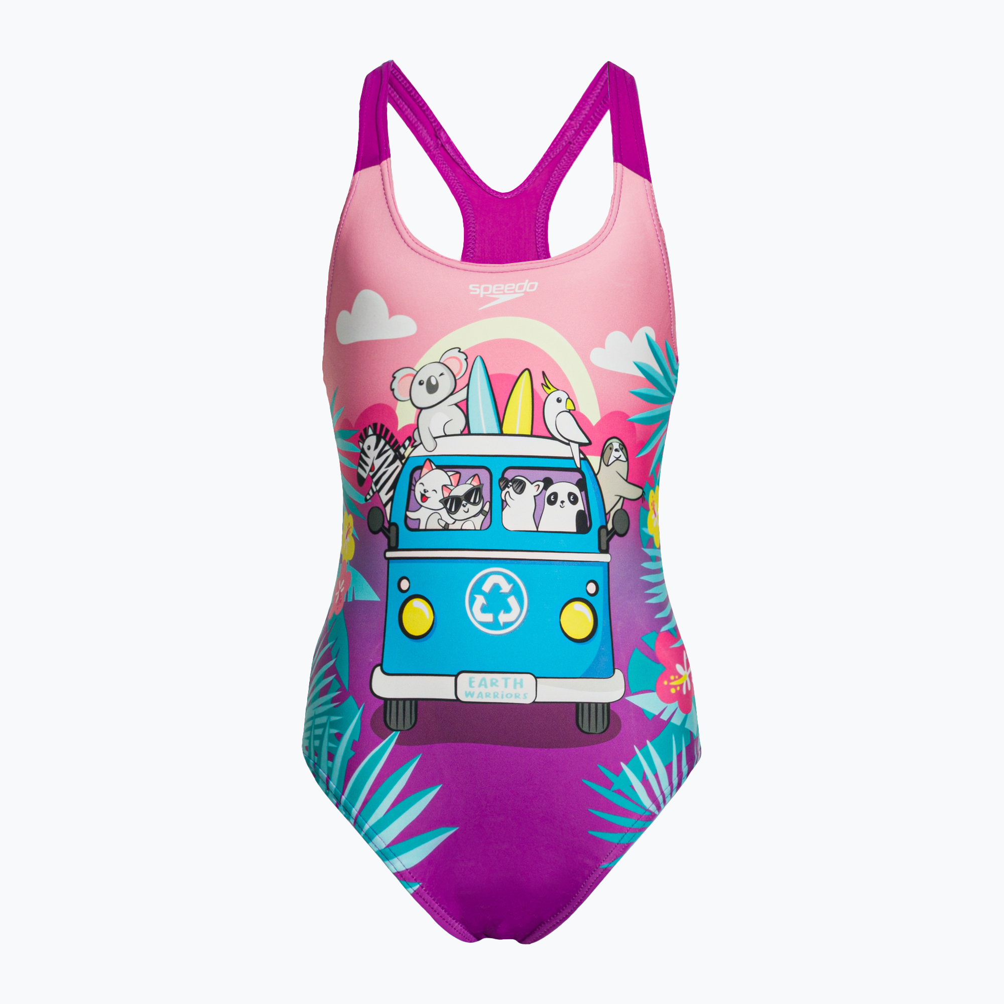 Speedo Detské jednodielne plavky s digitálnou potlačou ružovo-fialové 8-0797015162 (Digital Printed Swimsuit 8-0797015162)