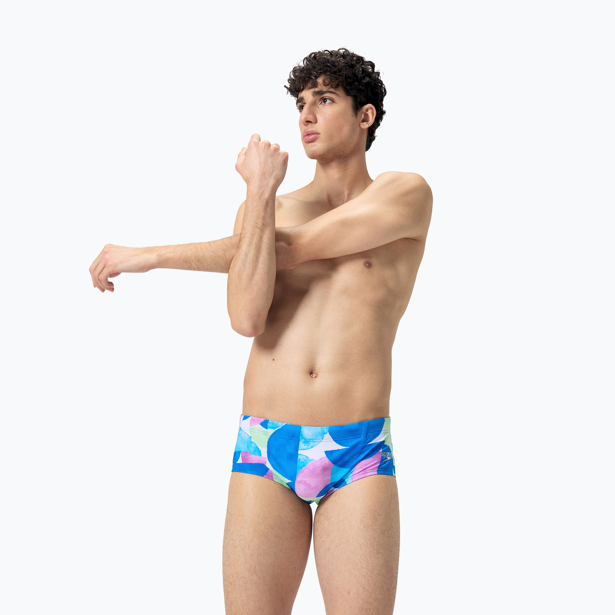 Plávacie boxerky pánske Speedo 13.5 cm Allover Training Club Brief punch blue/kiki pink (Club Training Allover Brief 13.5 cm 8-00335417536)