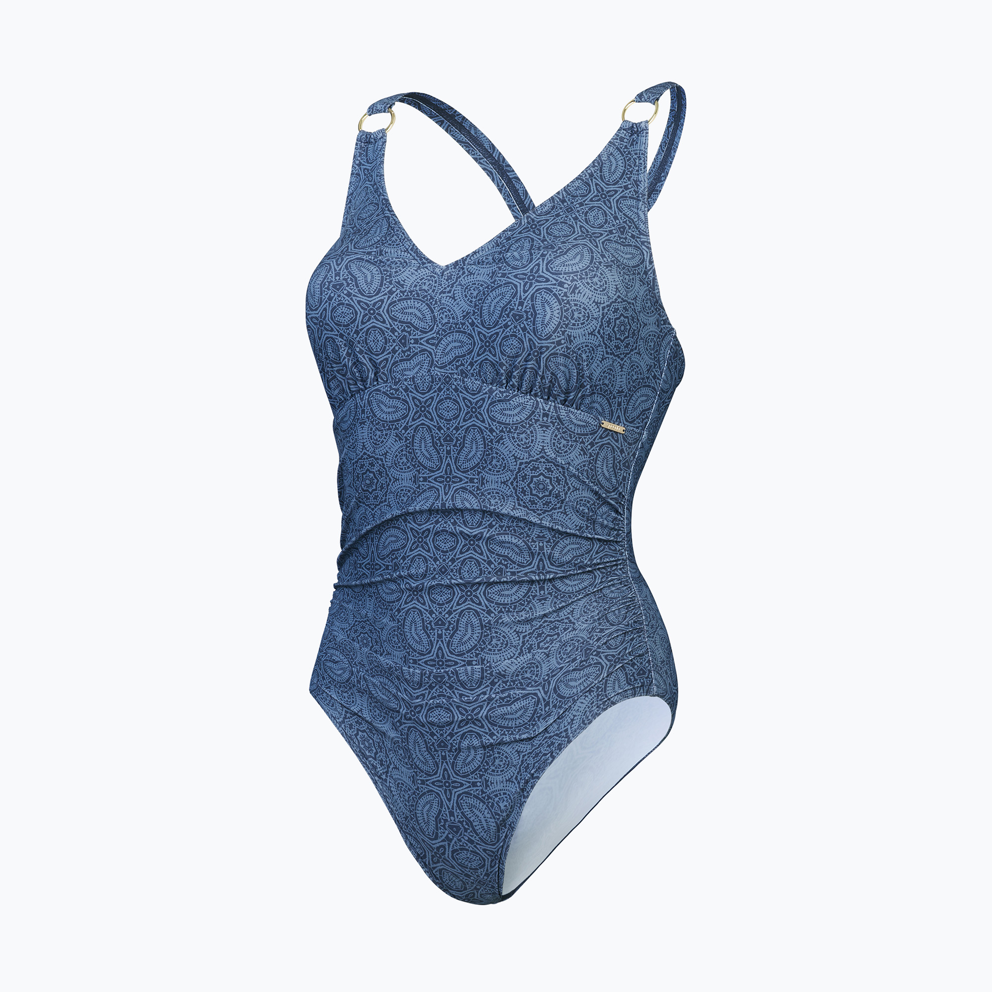 Jednodielne plavky Speedo Shaping Printed V Neck One Piece spruce blue/washed blue