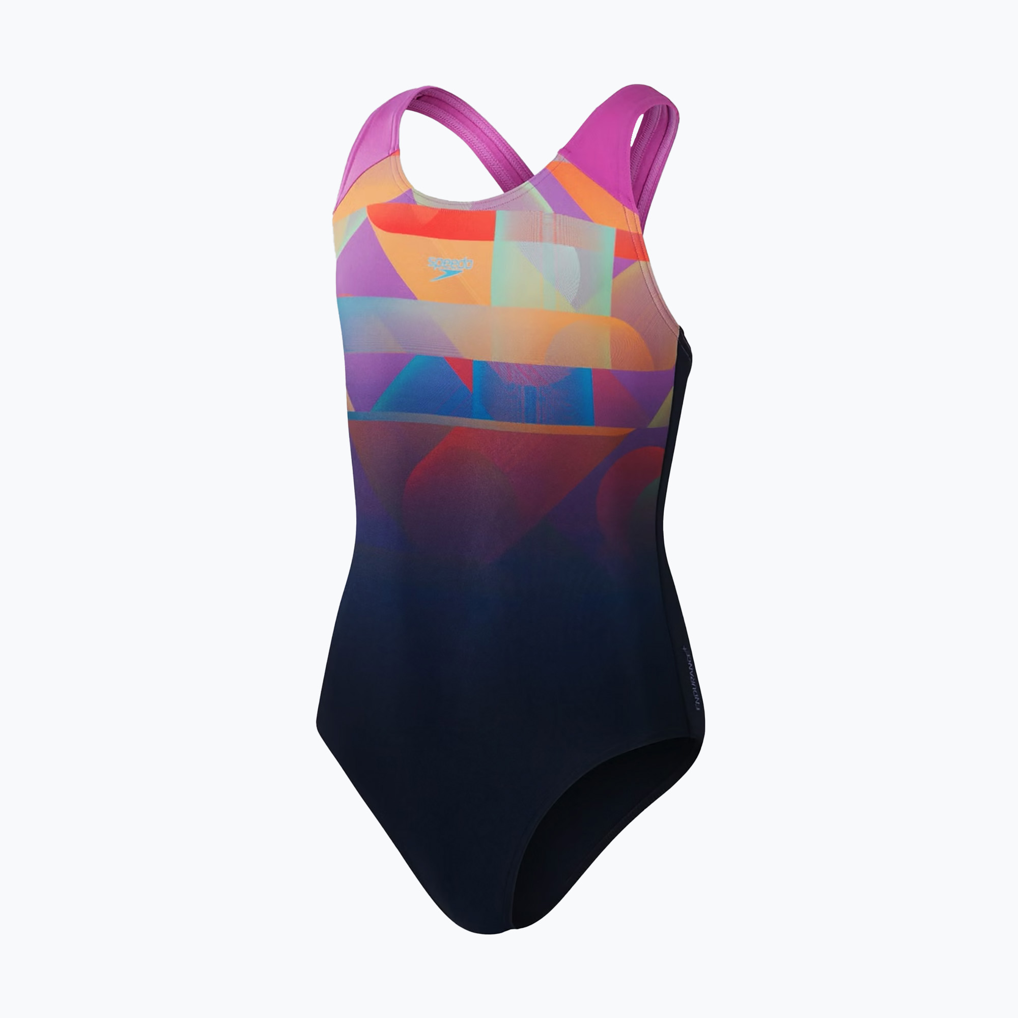 Detské jednodielne plavky Speedo Digital Placement Splashback true navy/kiki pink/siren red/matcha (Digital Placement Splashback 8-00262517602)