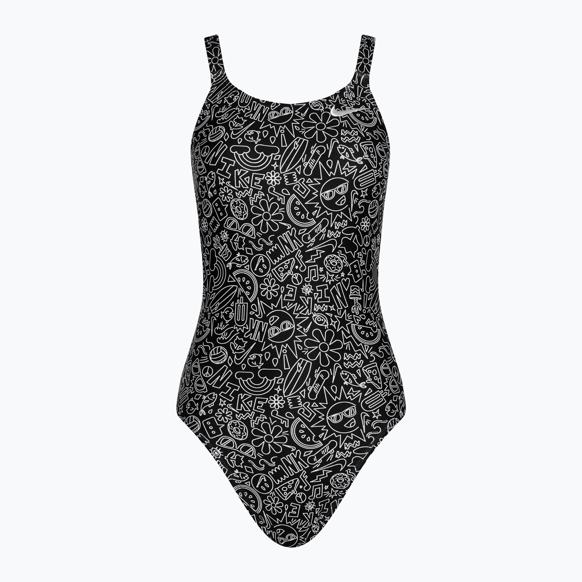 Dámske jednodielne plavky Nike Hydrastrong Solid Fastback black (Hydrastrong Multi Print Fastback NESSE004-001)