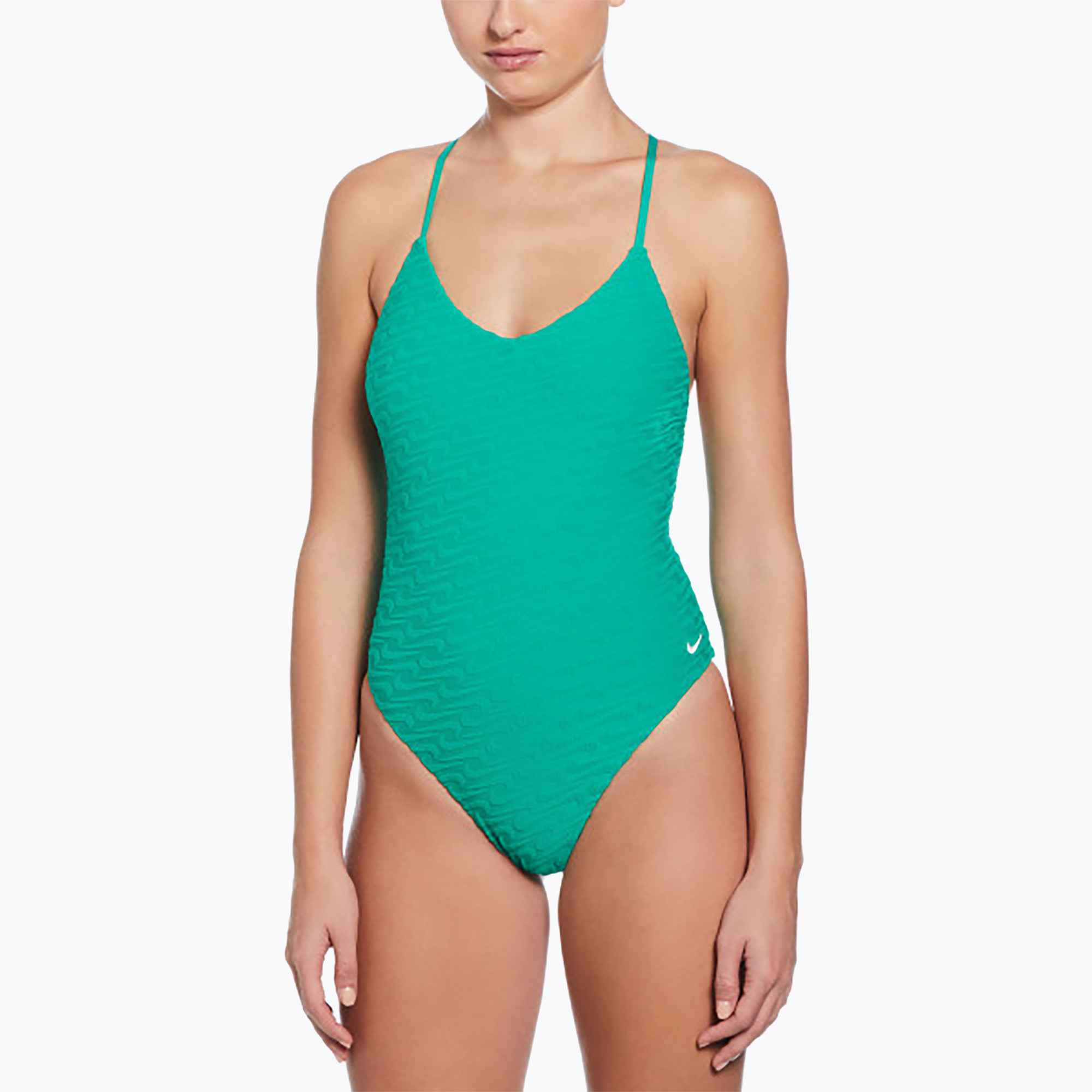 Dámske jednodielne plavky Nike Swoosh Link Y-Back stadium green (Swoosh Link Y-Back NESSF252-364)