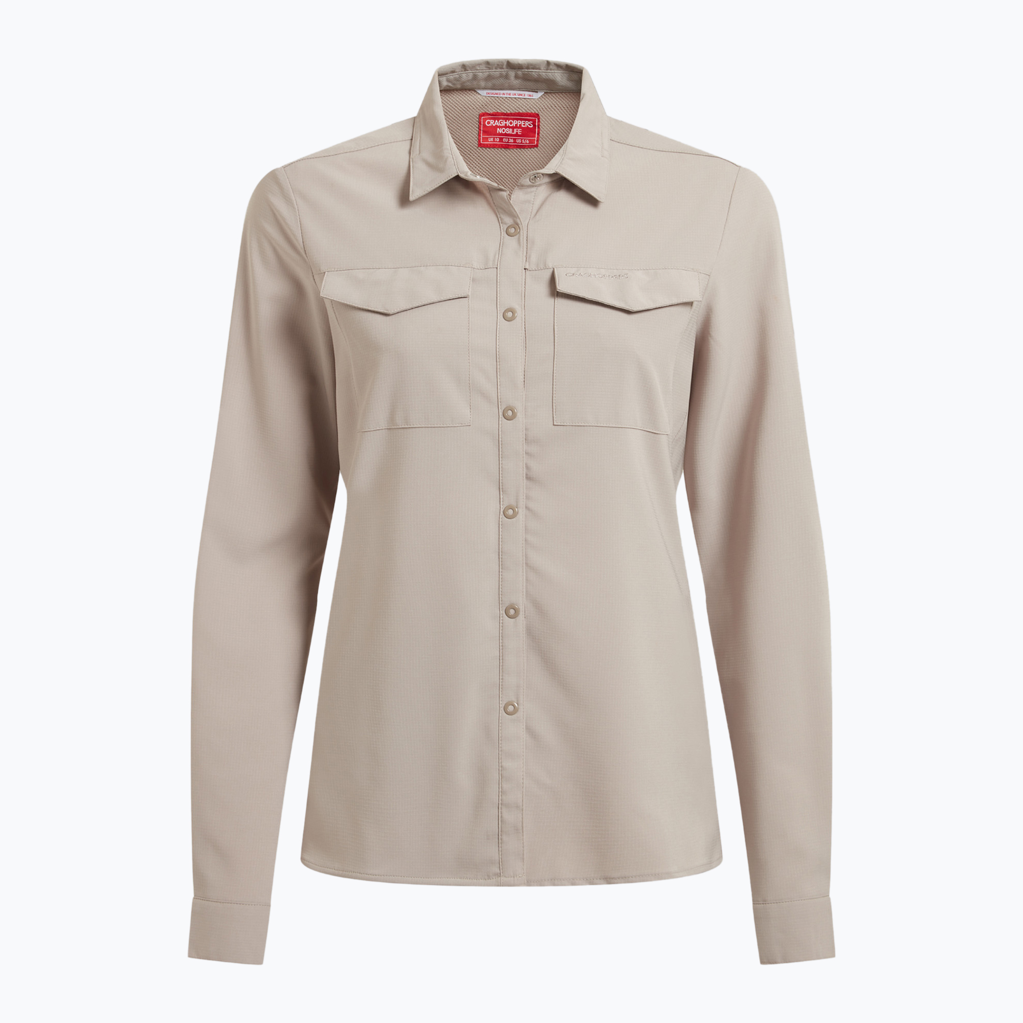 Dámske trekové tričko Craghoppers NosiLife Pro Long Sleeved III soft mushroom (NosiLife Pro Long Sleeved Shirt III CWS532)