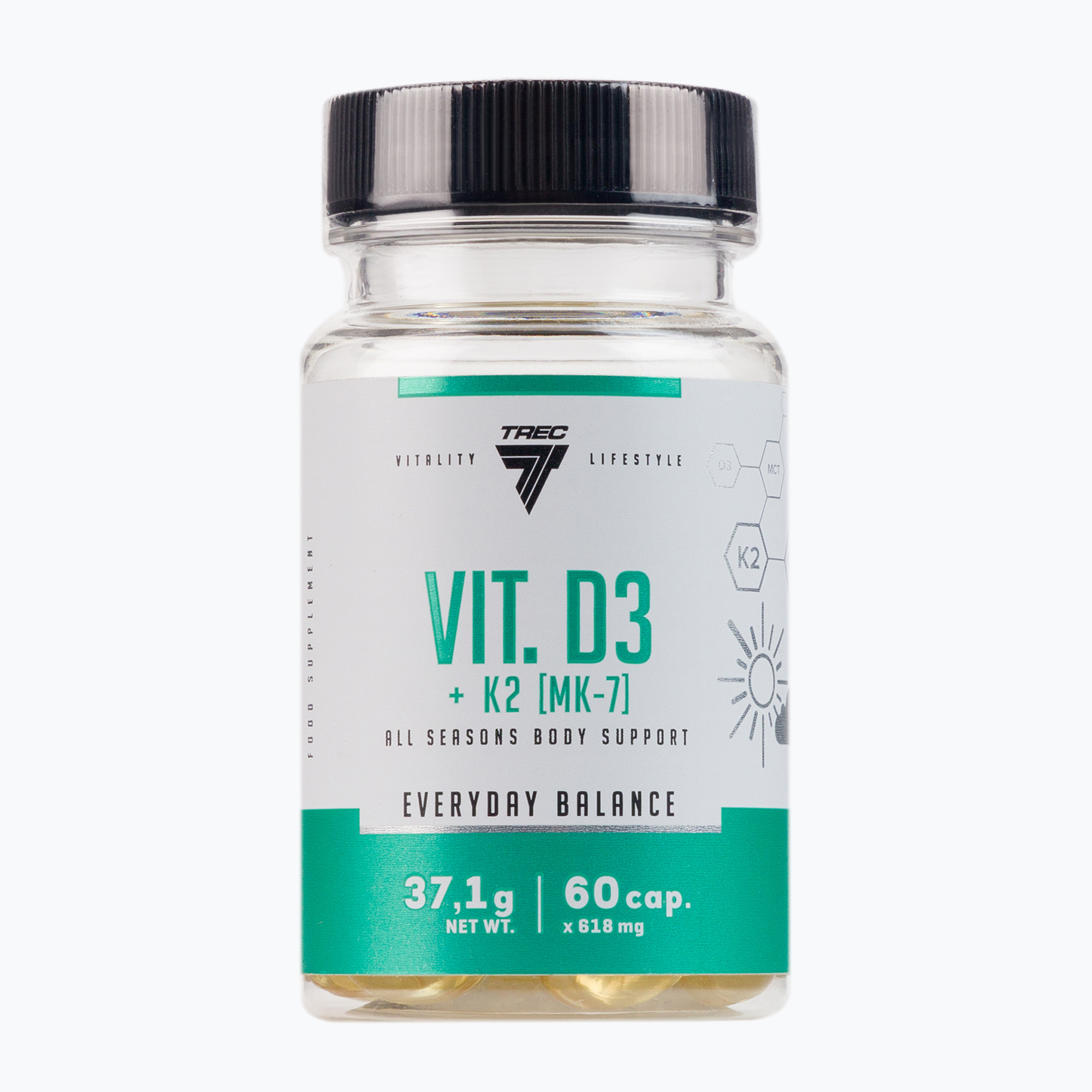Vitamín D3 K2 (MK-7) Trec vitamínový komplex 60 kapsúl TRE/539 (Vitamin D3 K2 (MK-7) TRE/539)
