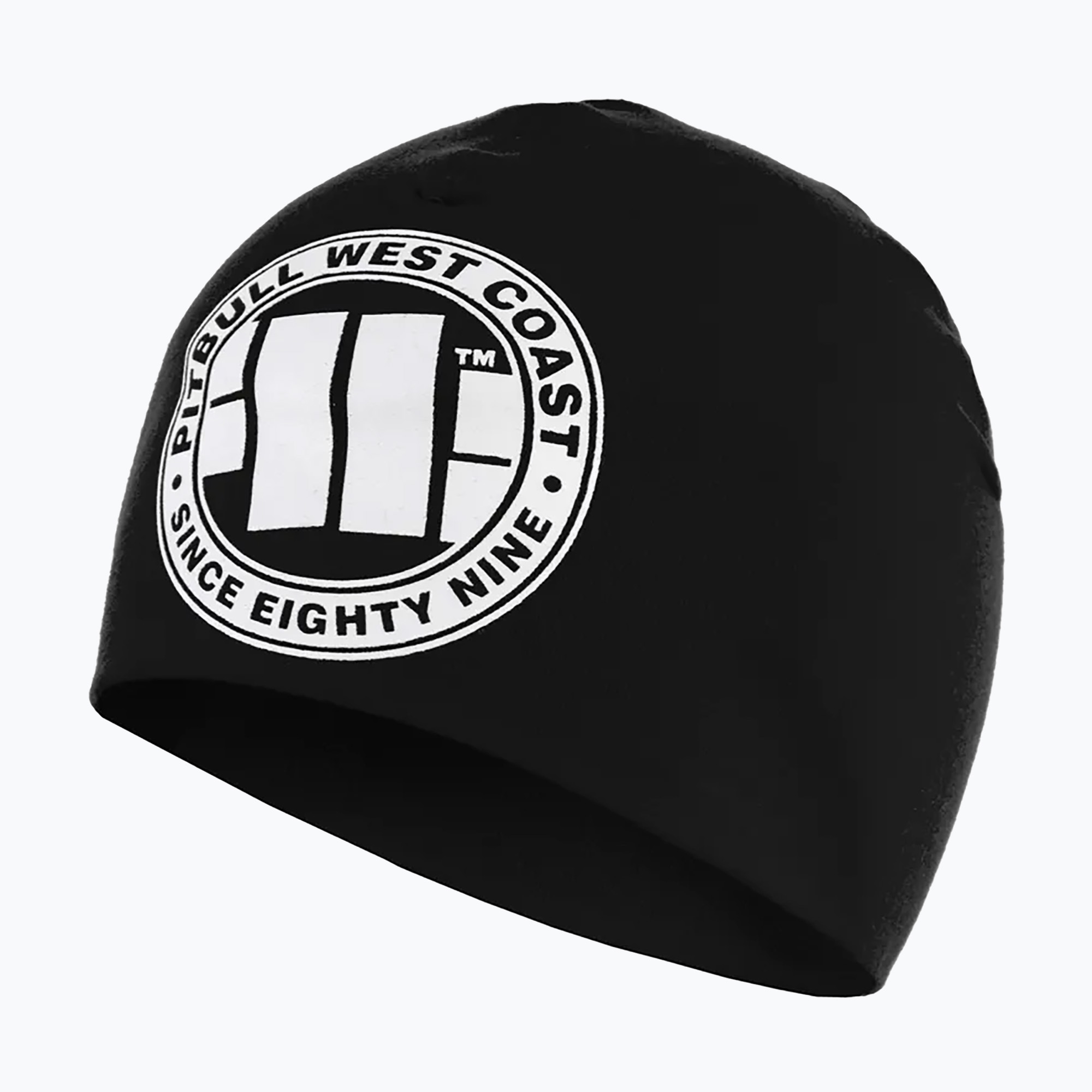 Pitbull West Coast zimná čiapka s veľkým logom čierna/biela