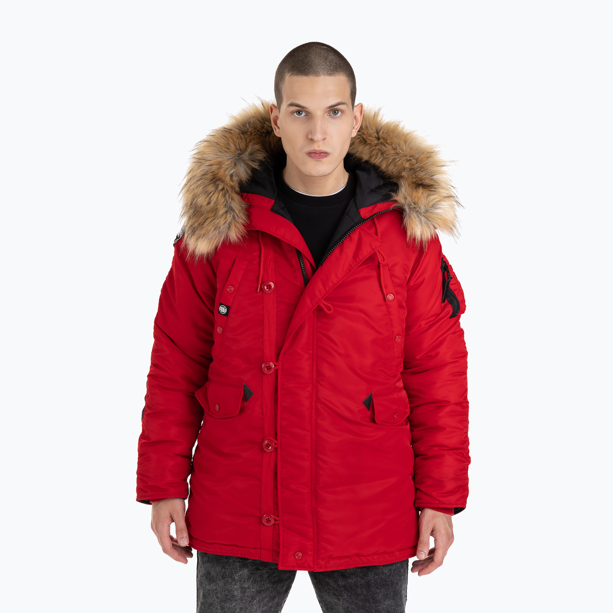 Pánska zimná bunda Pitbull West Coast Fur Parka Alder red (Alder 529118450004)
