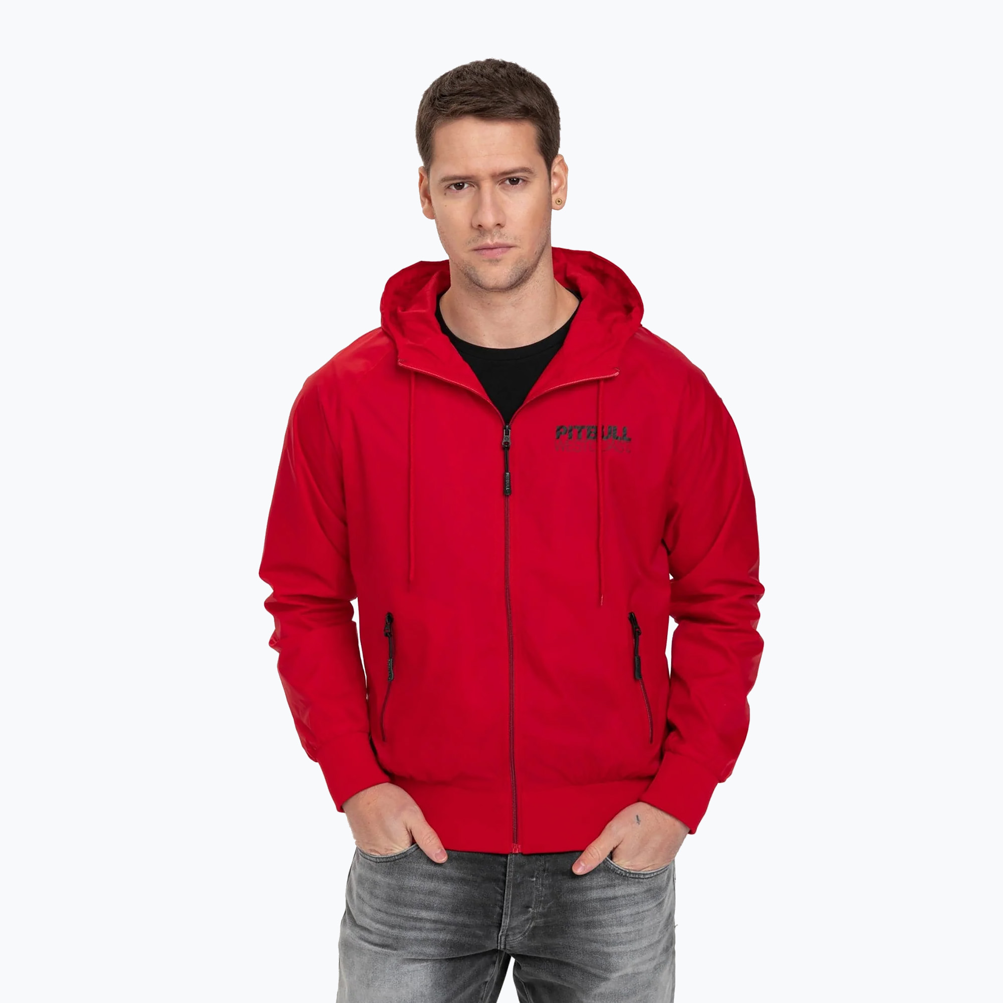 Pánska nylonová bunda s kapucňou Pitbull West Coast Athletic červená