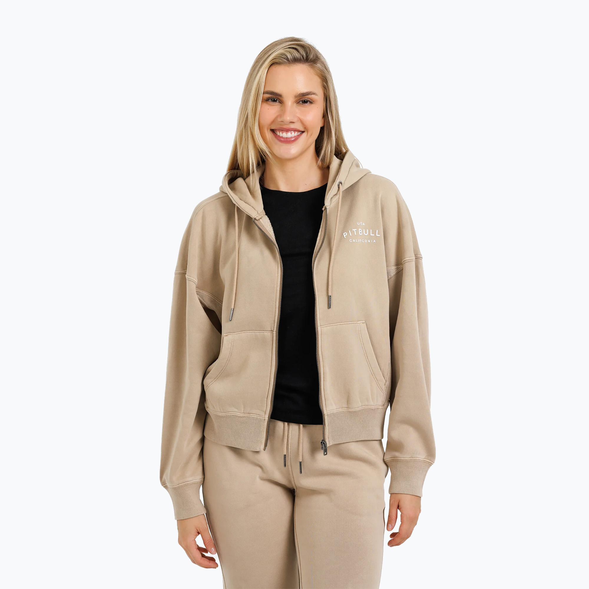 Dámska mikina Pitbull West Coast Manzanita Washed Zip sand (Manzanita Washed Hooded 134016250001)