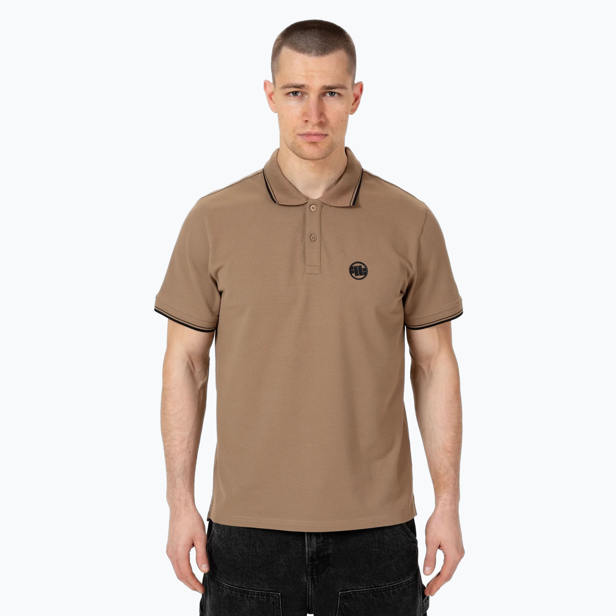Pánska polokošeľa Pitbull West Coast Pique Stripes Regular coyote brown (Polo Pique Stripes Regular 243003810001)