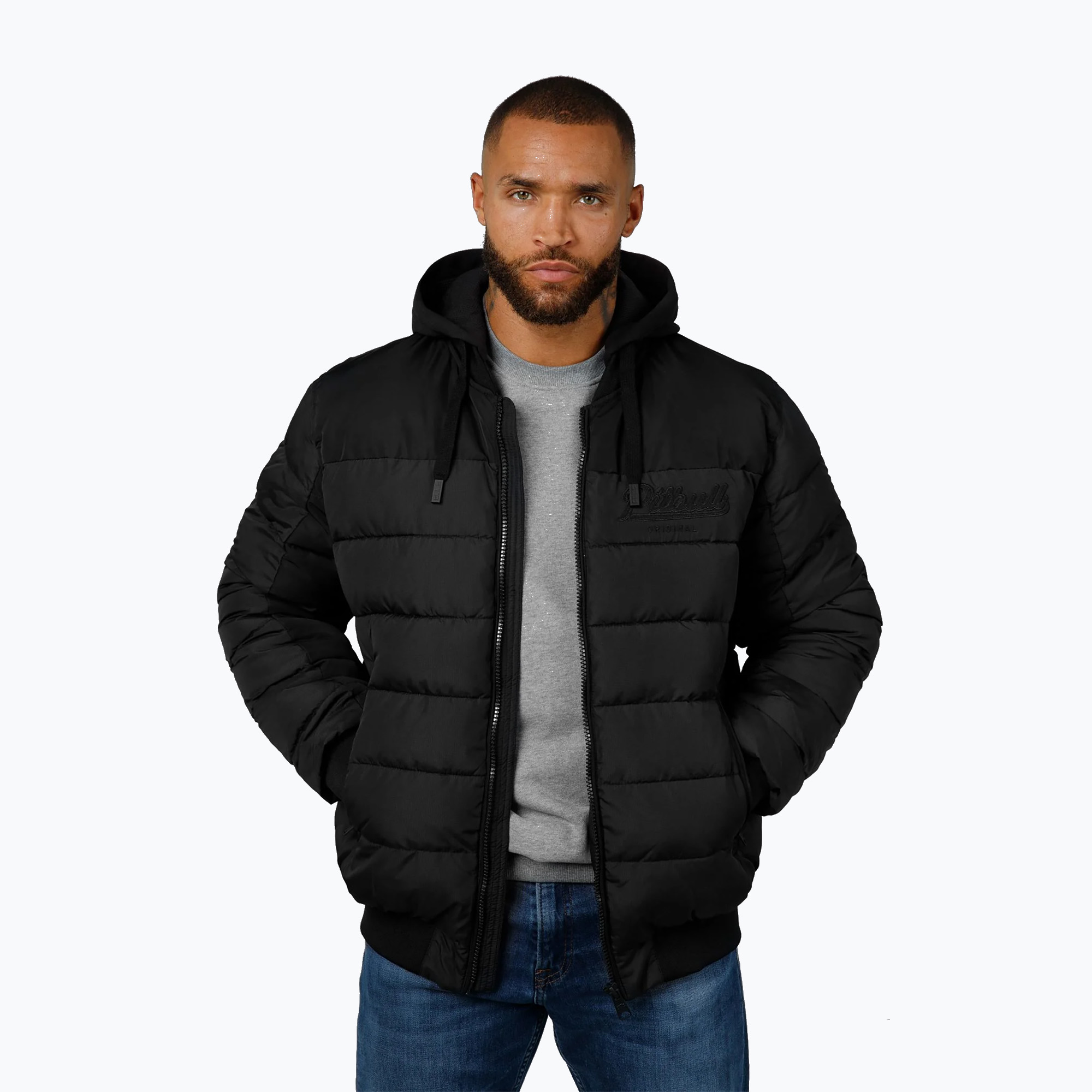 Pánska bunda Pitbull Hidden Quilted Hooded black/black