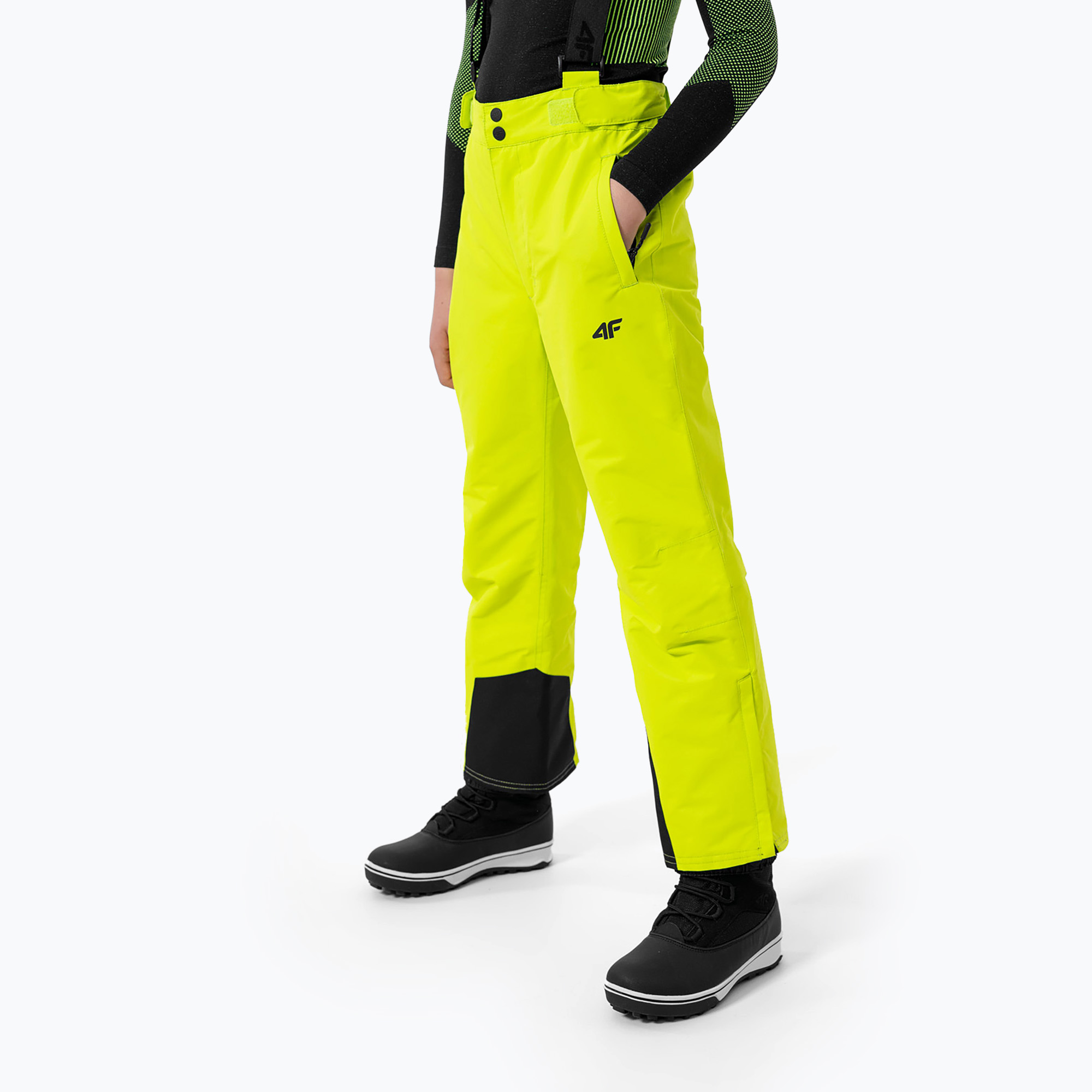 Detské lyžiarske nohavice 4F žlté HJZ22-JSPMN001