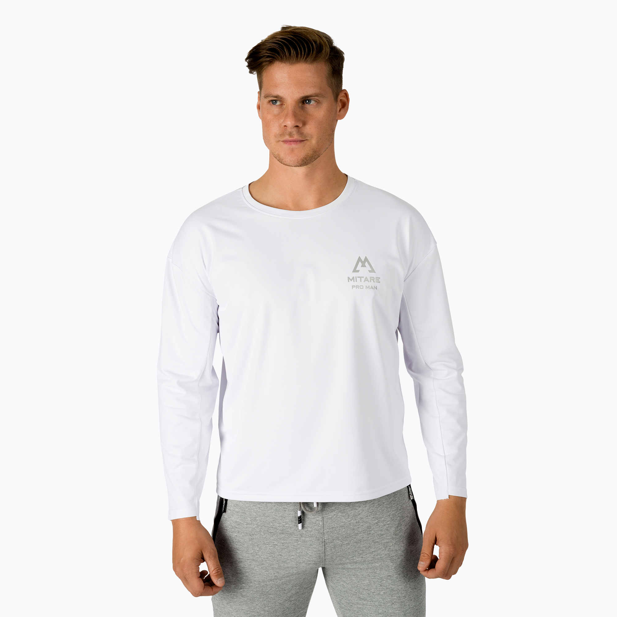 Pánske tréningové tričko s dlhým rukávom MITARE PRO white K101