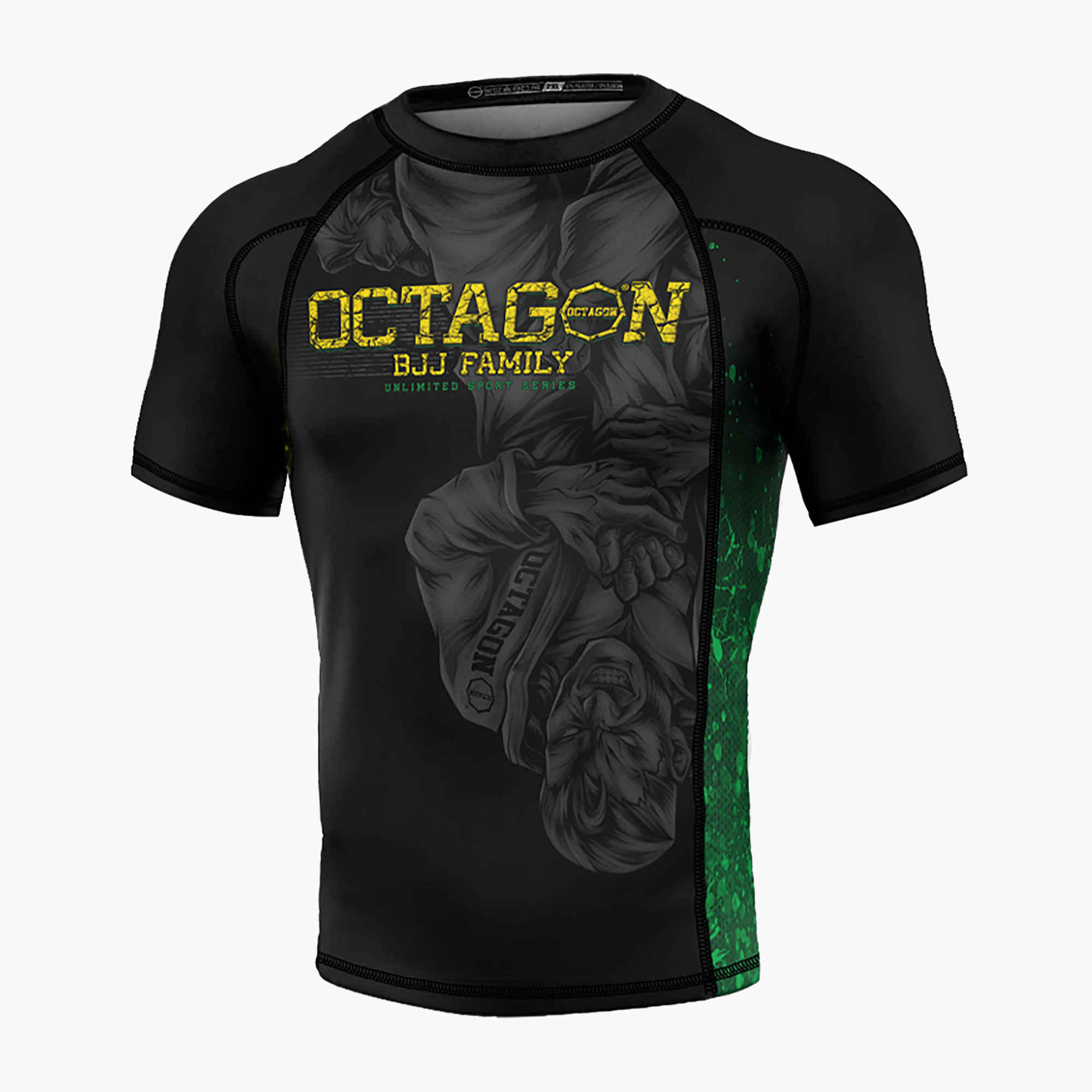 Pánsky rashguard Octagon Premium Jiu Jitsu Family black/multicolour (Premium Jiu Jitsu Family 12764-R)