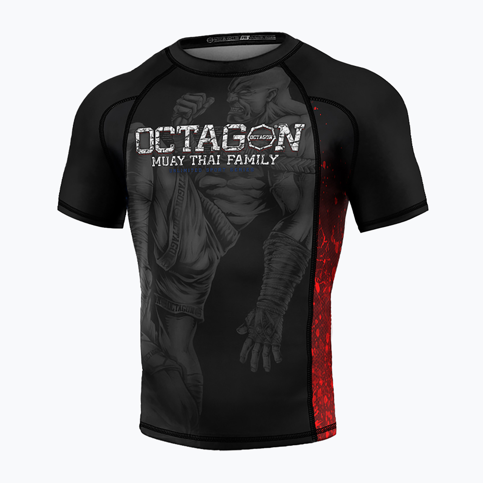 Pánsky rashguard Octagon Premium Muay Thai Family black/multicolour Rashguard (Premium Muay Thai Family 10133-R)