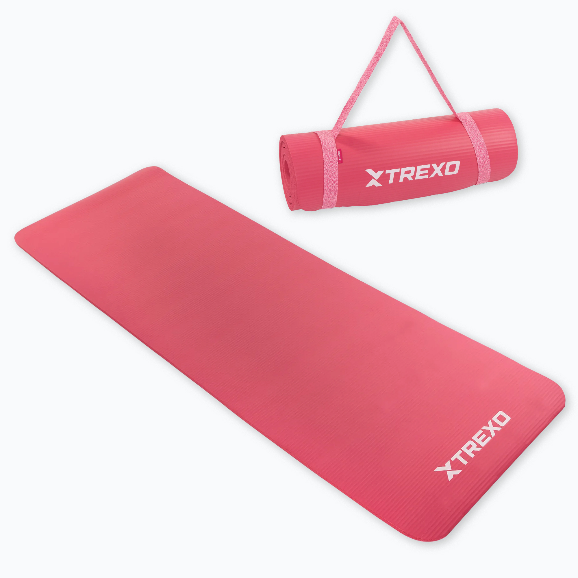 TREXO NBR 15 mm podložka na cvičenie s pásom ružová (TRX-MJN002-PN)