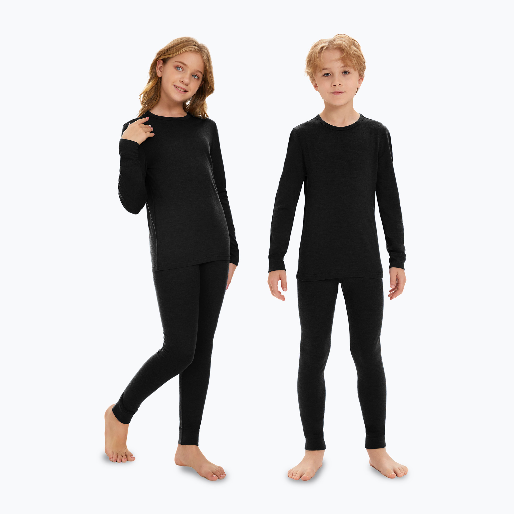 Detská súprava termoprádla WOOLCANO Merino SET0683 čierna (Merino SET0683 WLC-B4APO25-BLK)