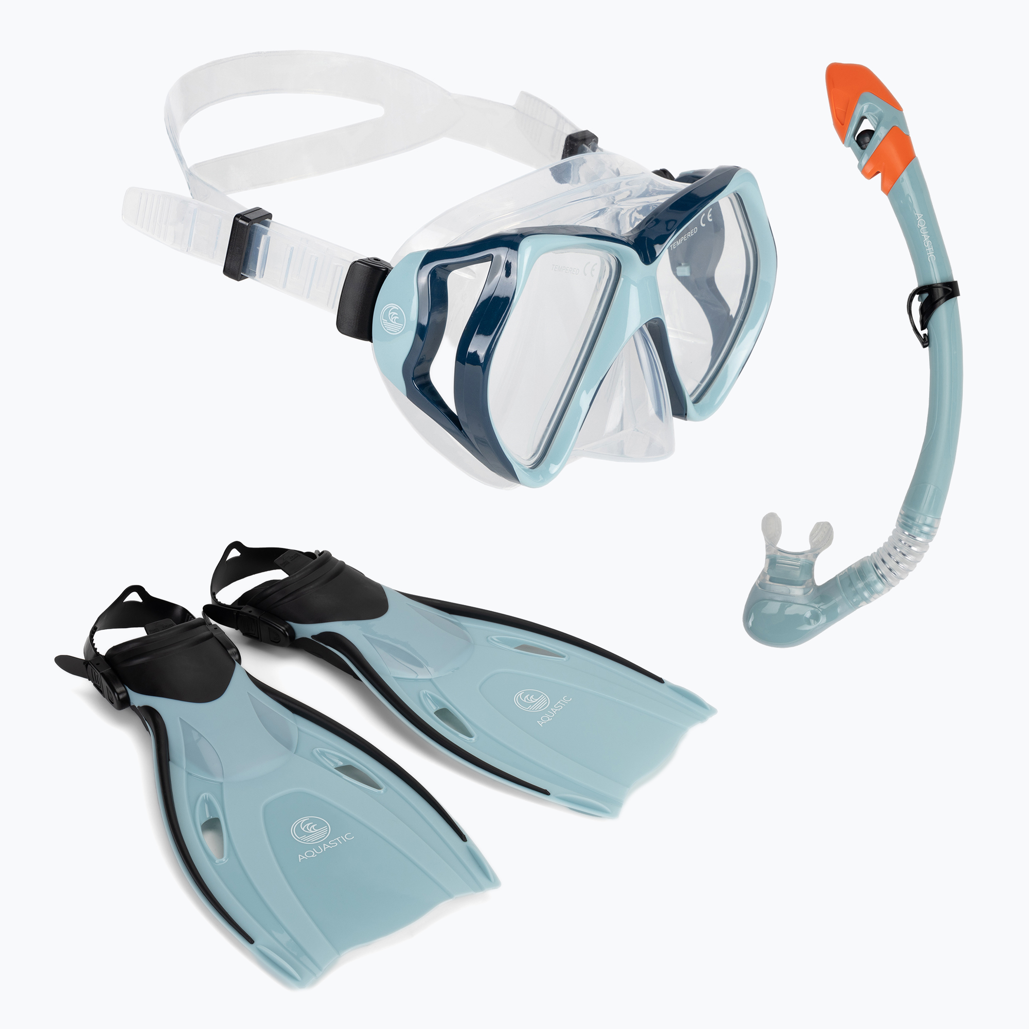 AQUASTIC Shoal šnorchlovací set maska + šnorchel + plutvy modrá (Shoal AQS-B4I015-BL)