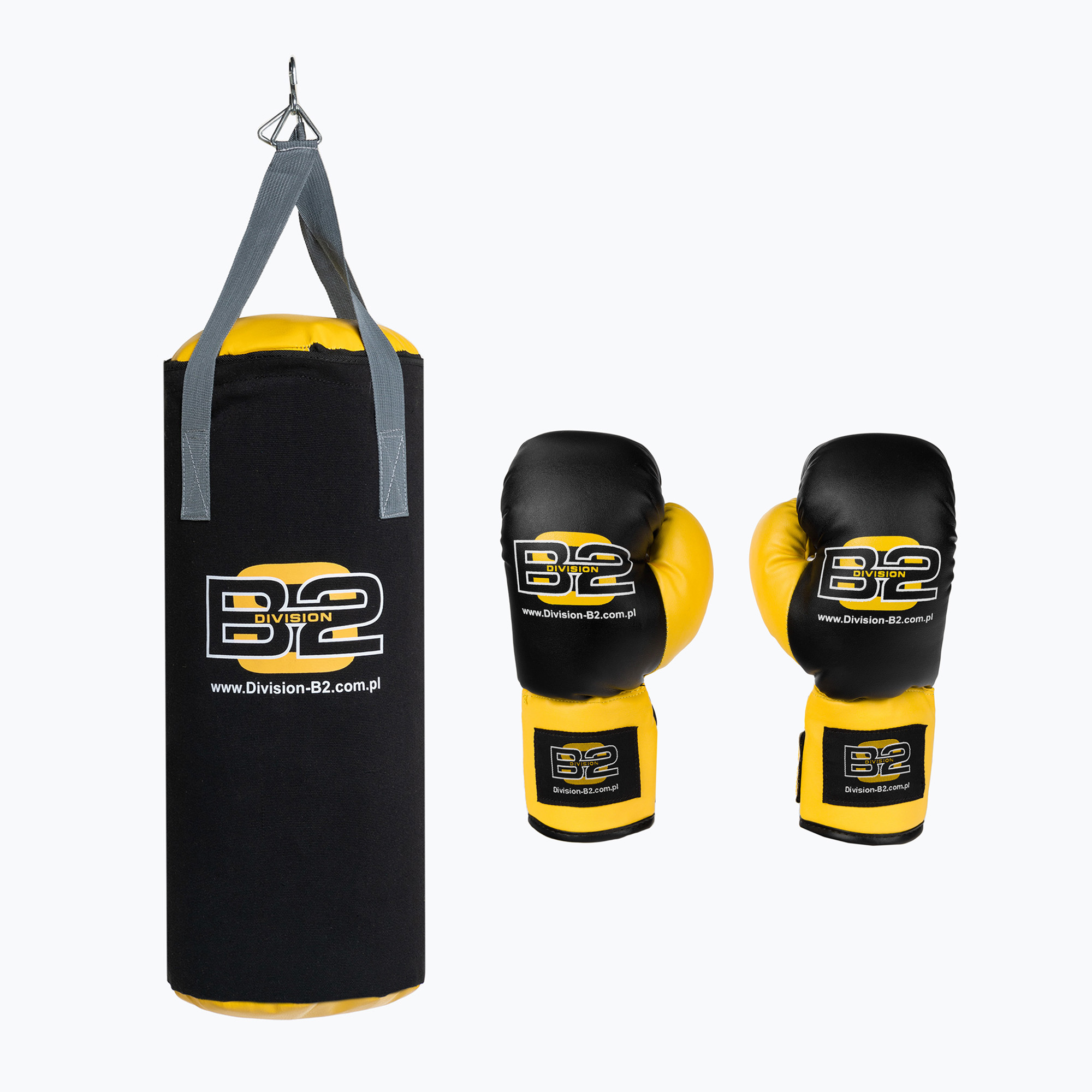 Divízia B-2 detský boxerský set 7kg vrece   6oz boxerské rukavice čierne DIV-JBS0002