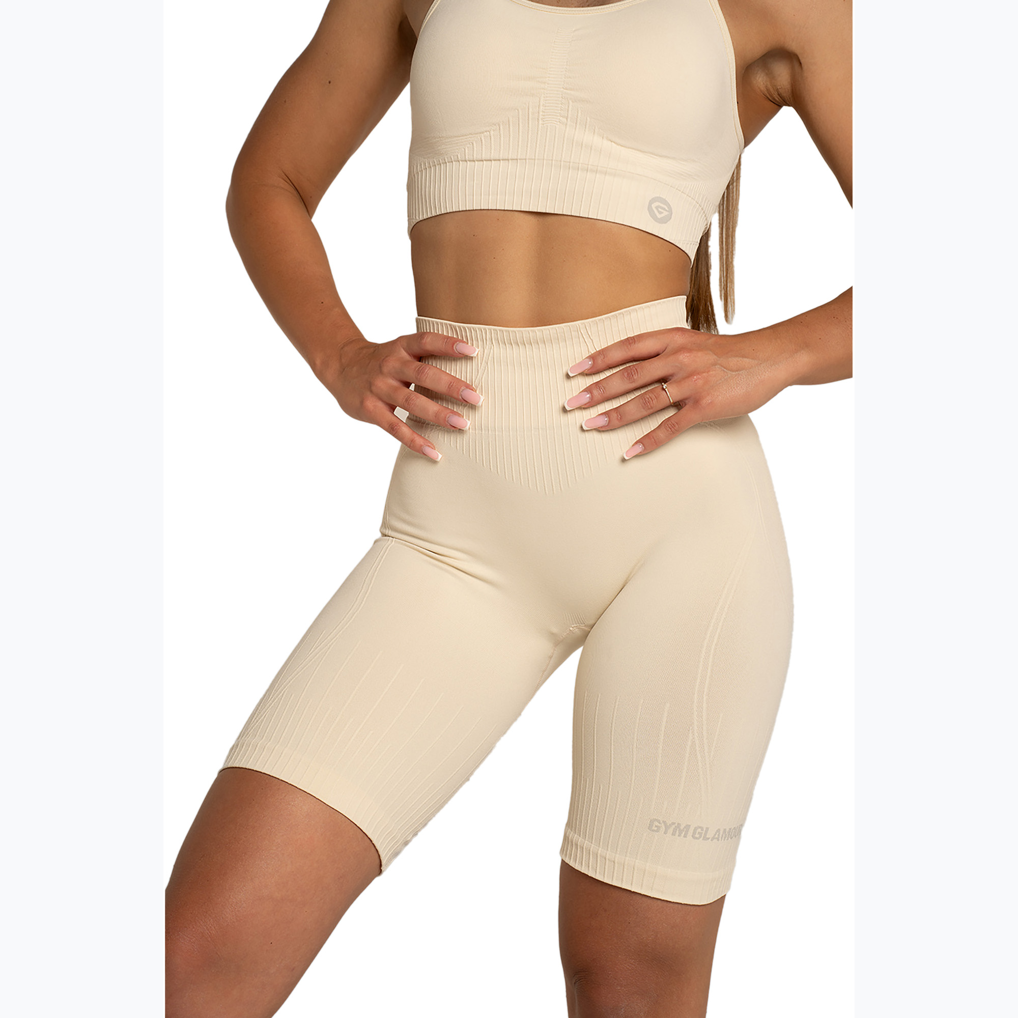 Dámske cyklistické tréningové šortky Gym Glamour Push Up 2.0 nude (Push Up 2.0 611-3)