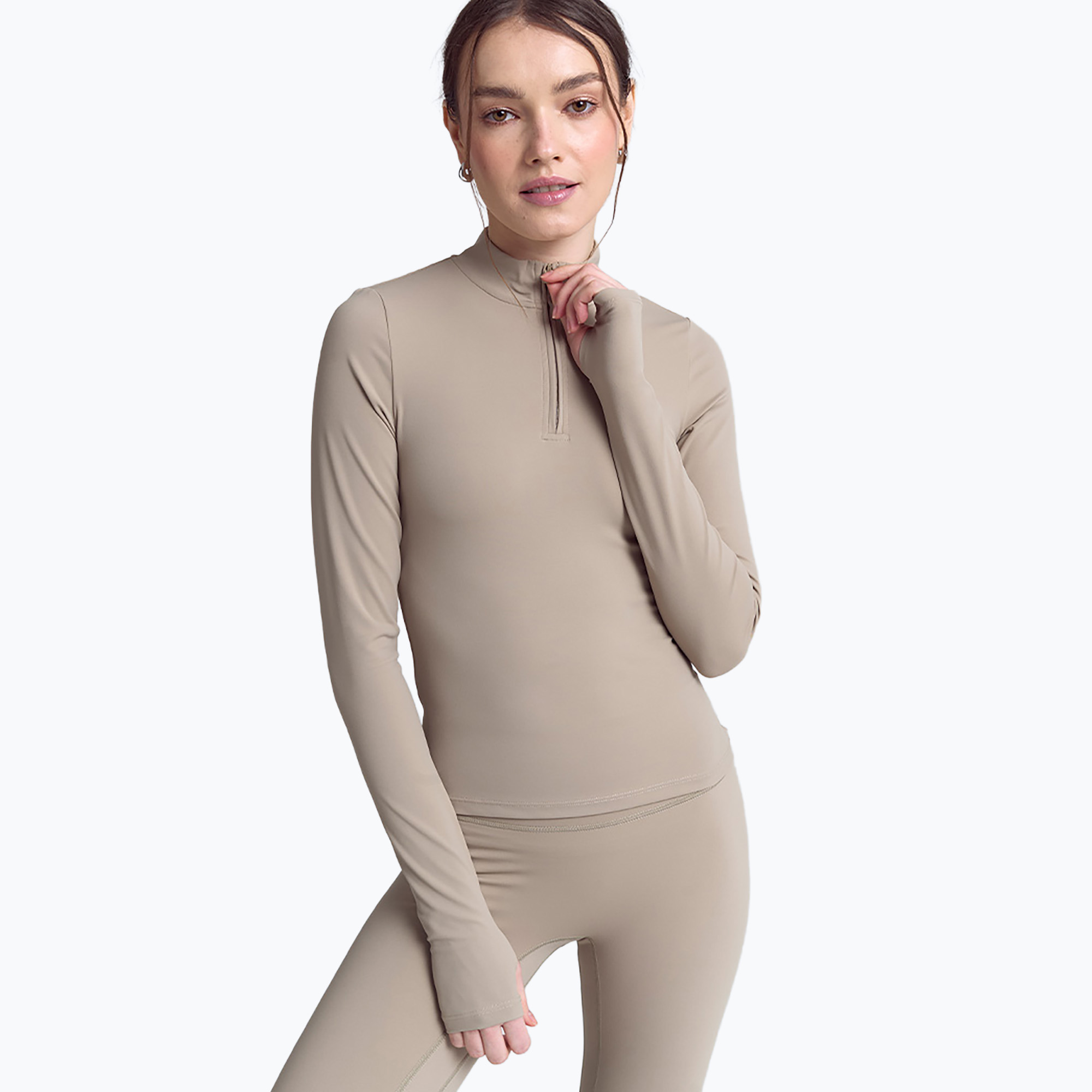 Dámske tričko s dlhým rukávom JOYINME Motion LS 1/4 Zip sage (Motion LS 1/4 Zip 802534)