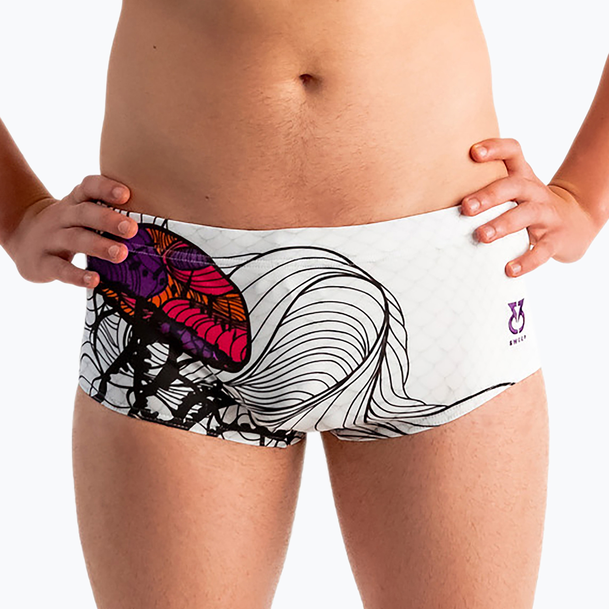 Pánske plavecké boxerky SWEEP Aqua Medusa white (Aqua Medusa M055)