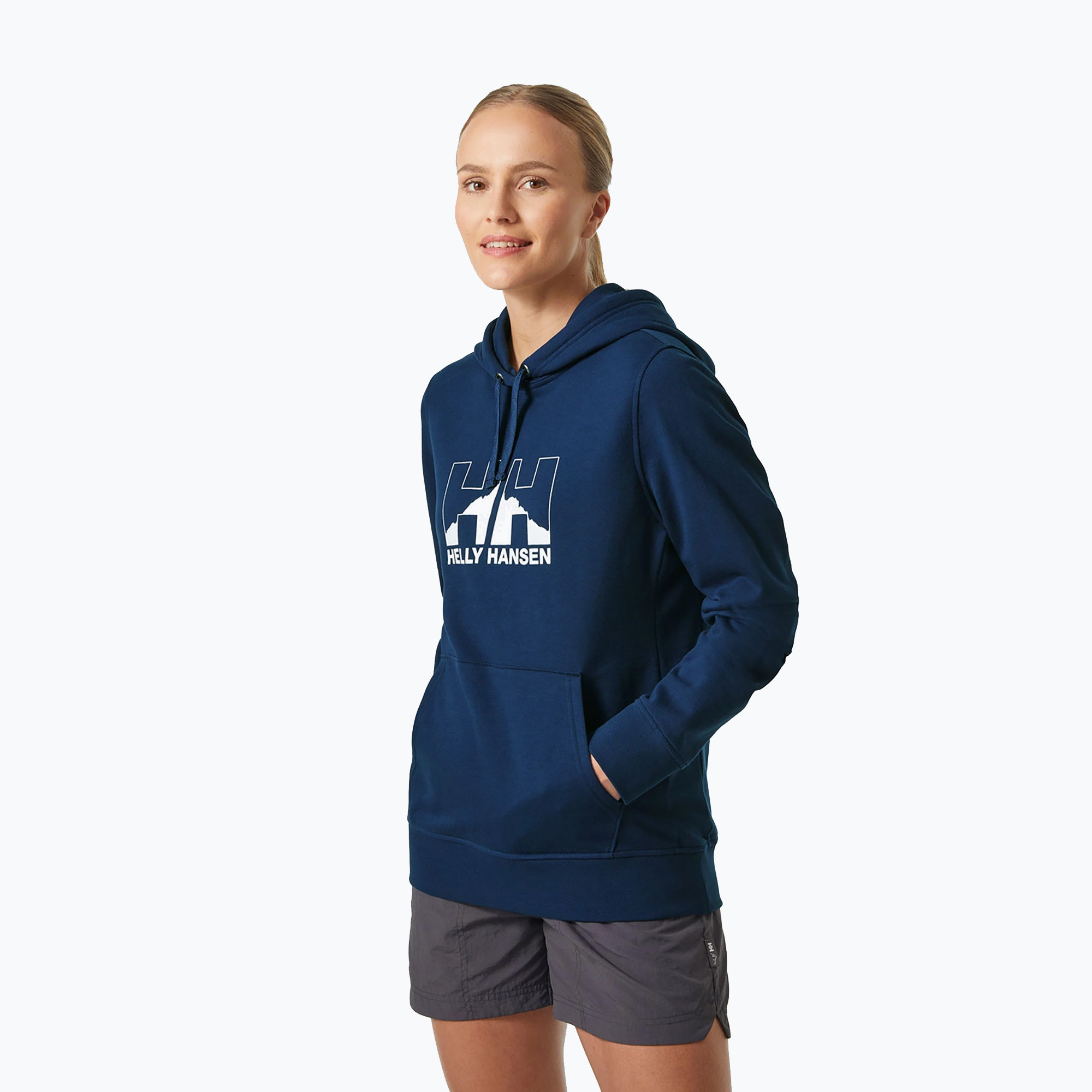 Dámska trekingová mikina Helly Hansen Nord Graphic Pullover Hoodie navy blue 62981_584 (Nord Graphic Pullover Hoodie 62981_584)