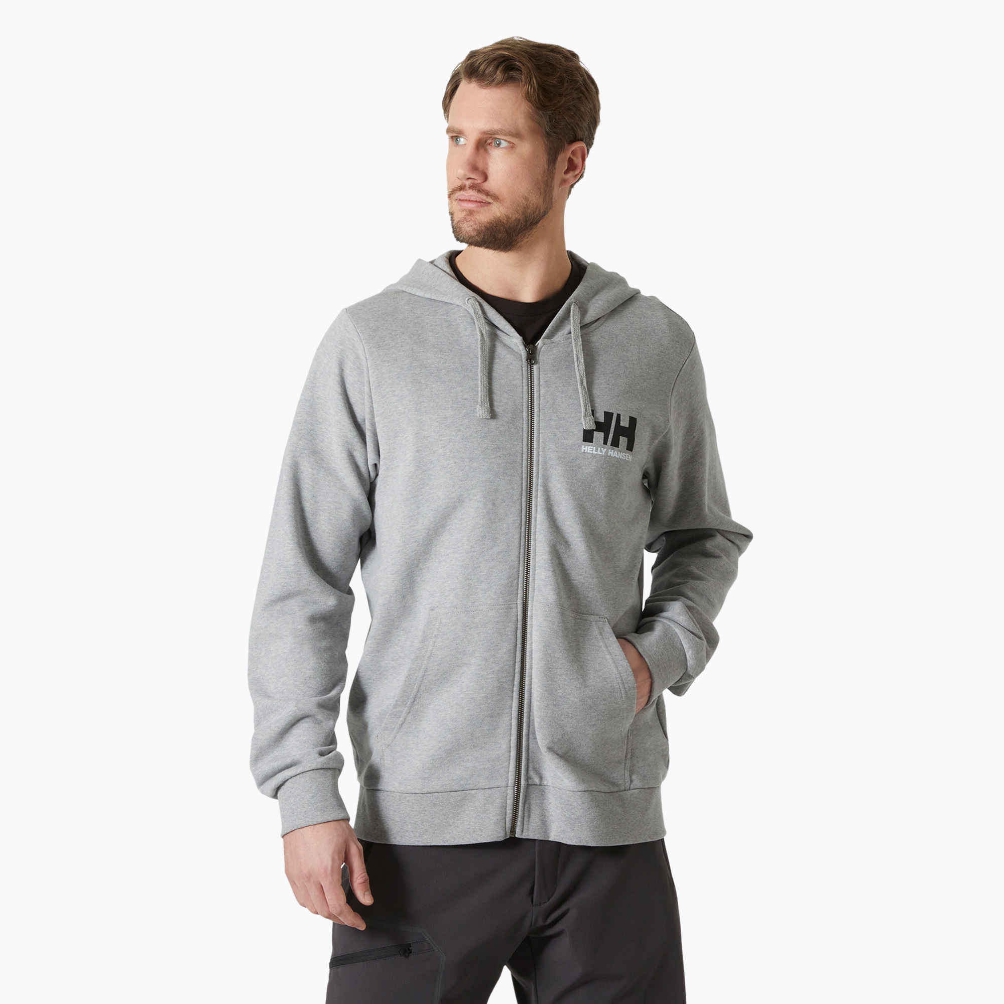Pánska mikina Helly Hansen HH Logo Full Zip Hoodie 2.0 grey/ melange (HH Logo Full Zip Hoodie 2.0 30393_949)