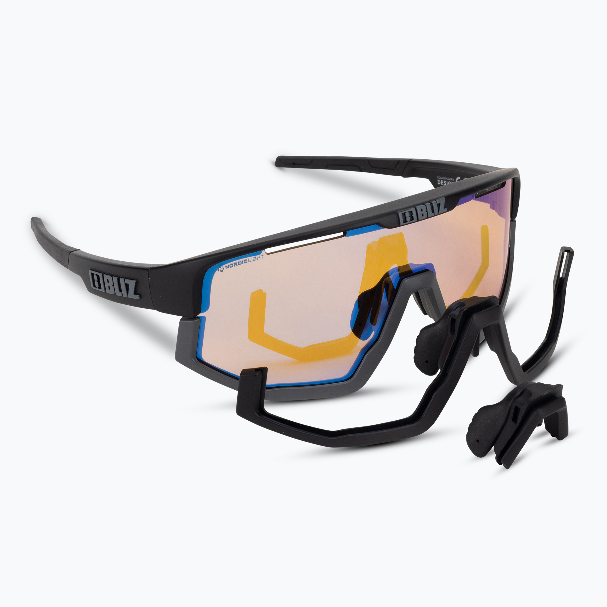 Bliz Vision Nano Optics Nordic Light S2 matné čierne/svetlé koralové/oranžové modré multi okuliare na bicykel (Vision Nano Optics Nordic Light S2