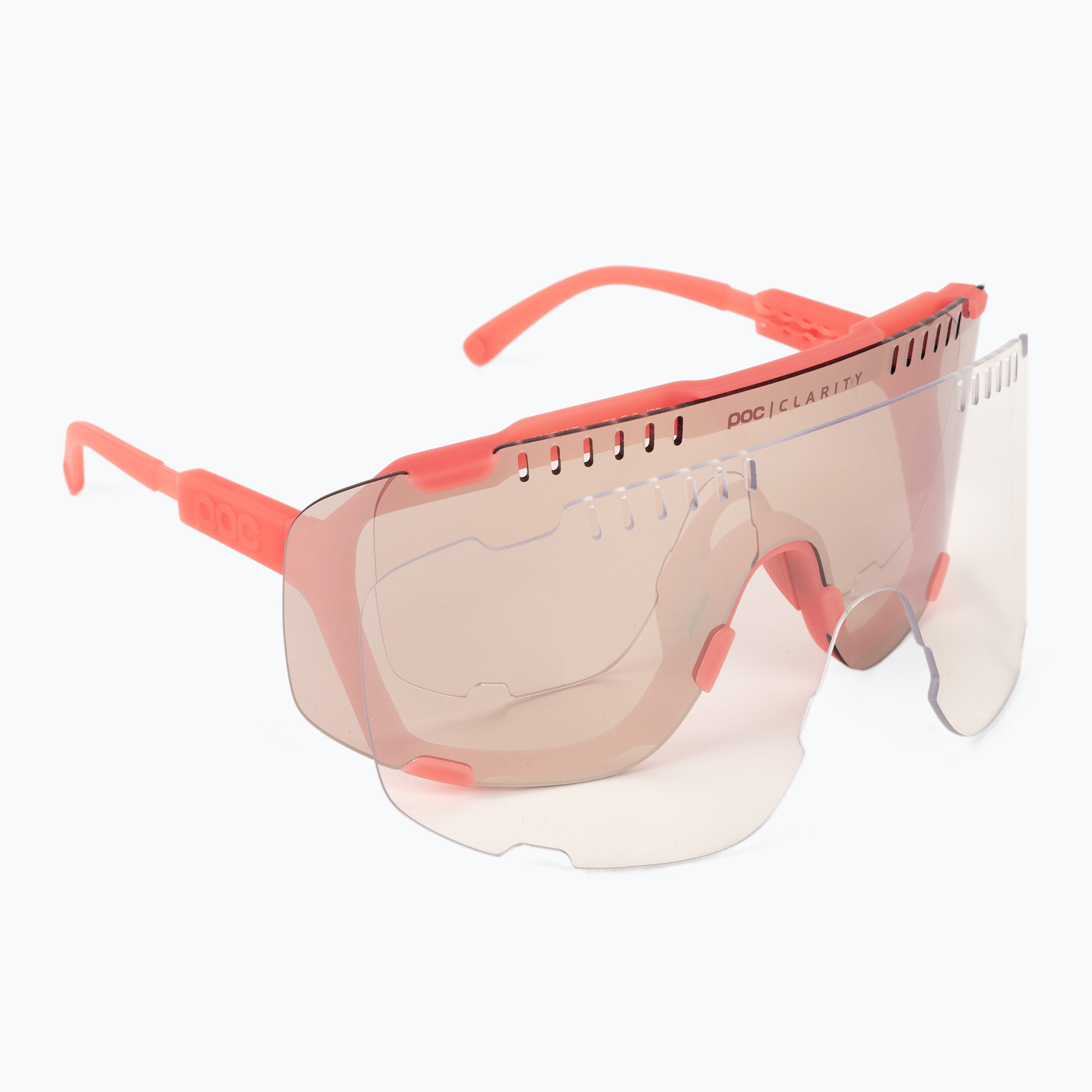 Cyklistické okuliare POC Devour ammolite coral translucent/clarity trail silver (Devour MA1001)