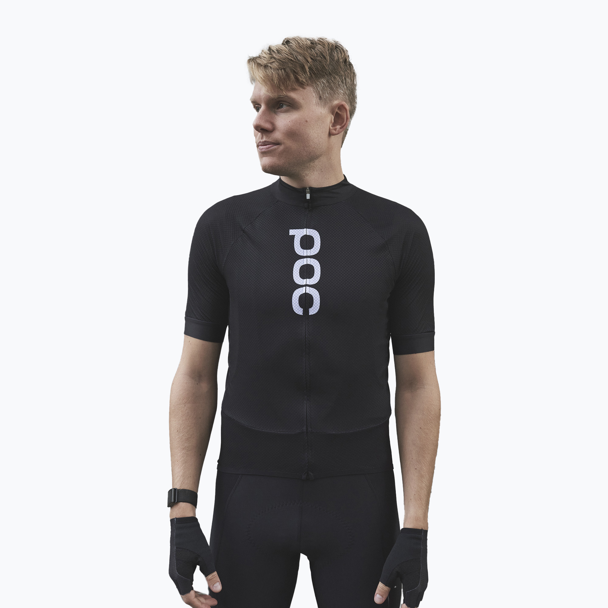 Pánsky cyklistický dres POC Essential Road Logo uranium black