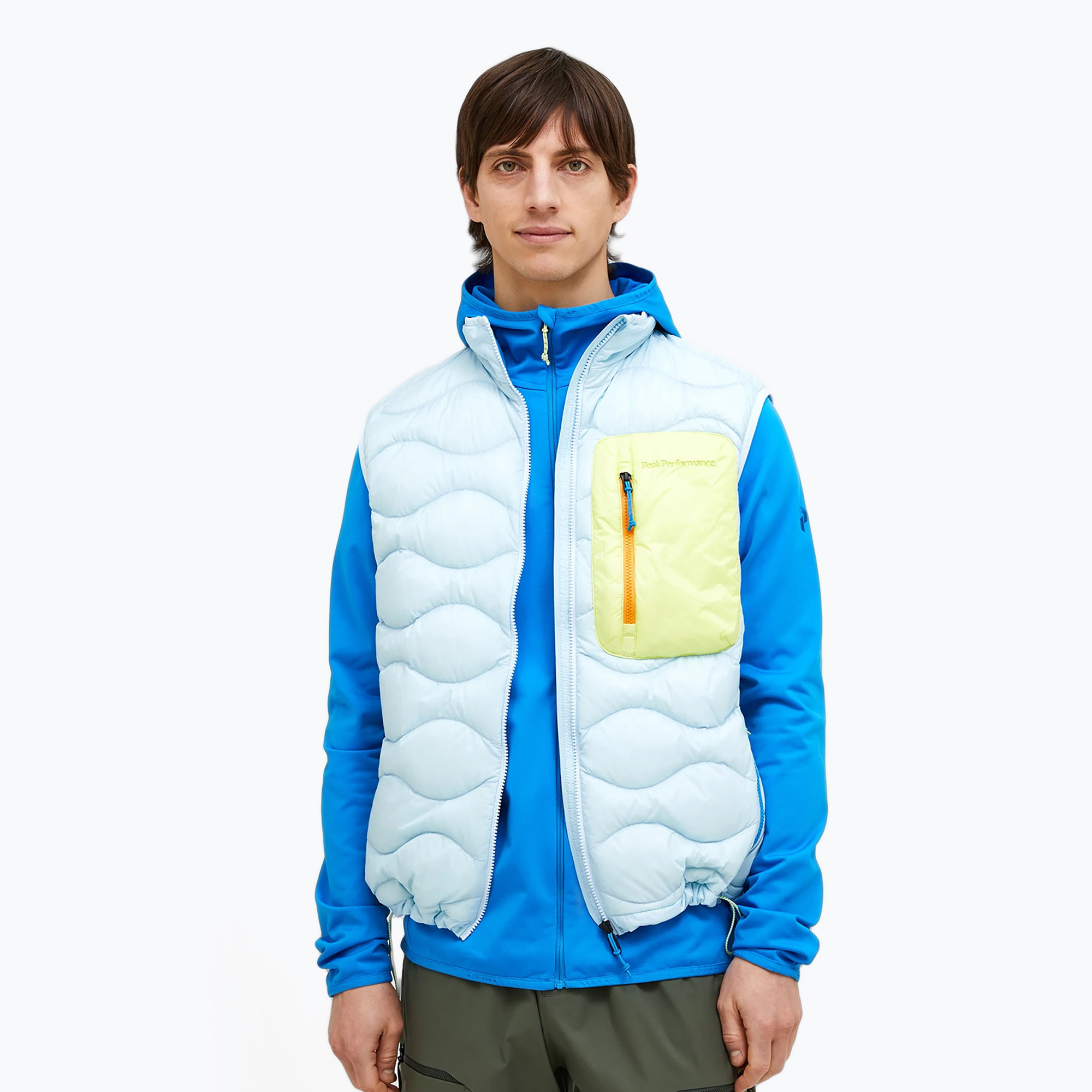 Pánska vesta Peak Performance Helium Utility Down cloud/sunny adventure/brilliant blue (Helium Utility Down G80344030)